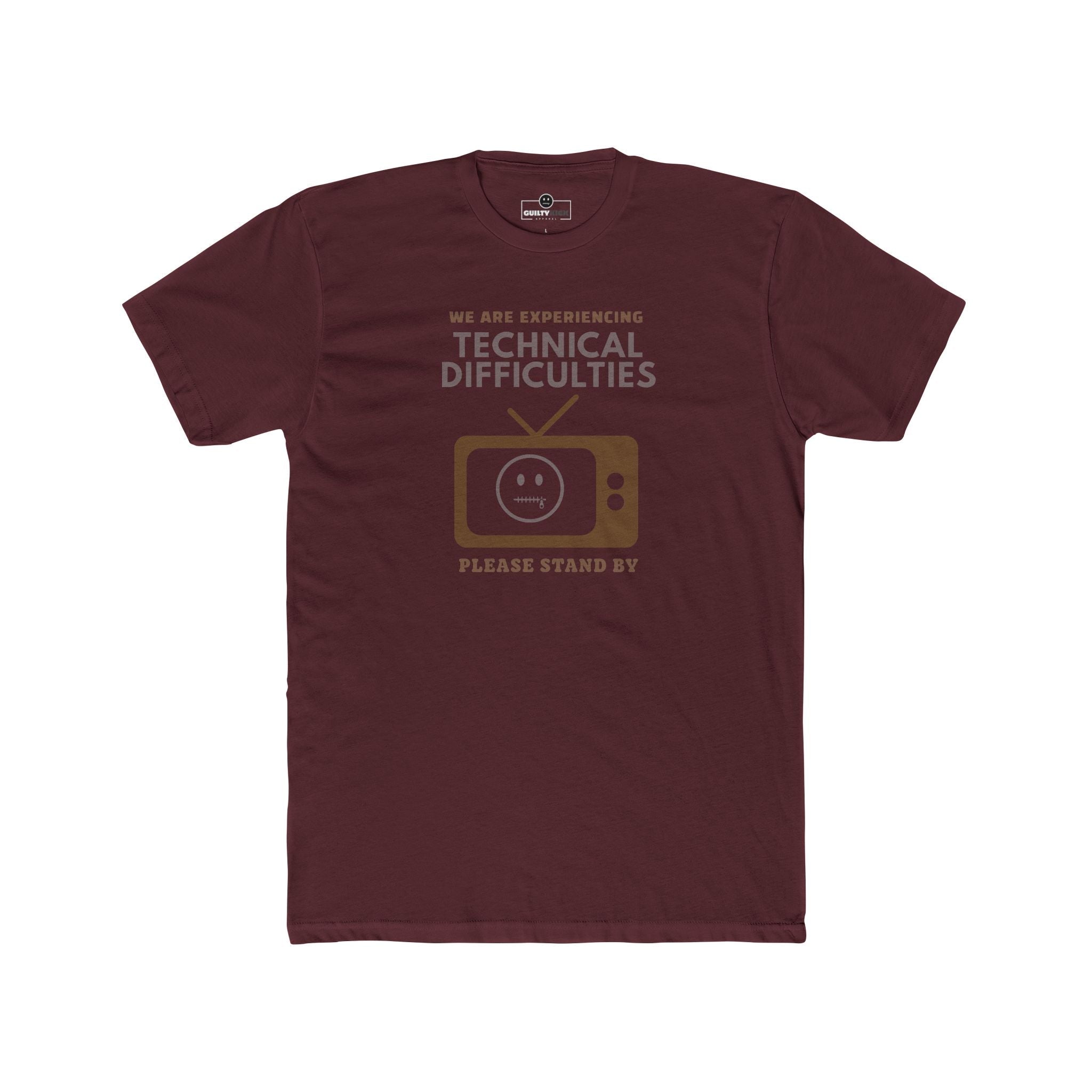 Distressed, Vintage Technical Difficulties Retro TV Graphic Tee, Funny Satire T-Shirt - Guilty Kick Apparel