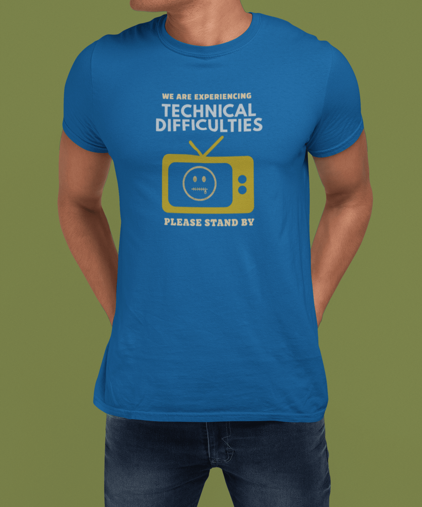 Distressed, Vintage Technical Difficulties Retro TV Graphic Tee, Funny Satire T-Shirt - Guilty Kick Apparel