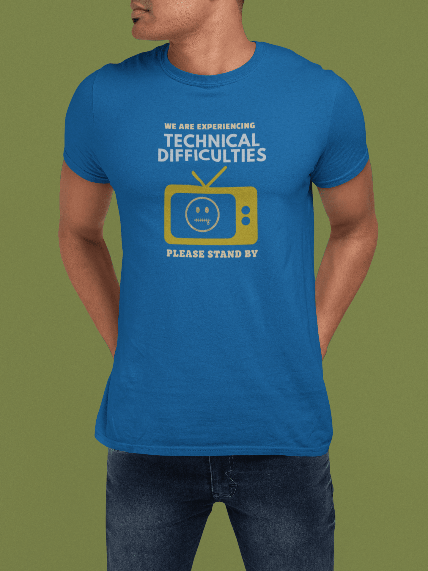 Distressed, Vintage Technical Difficulties Retro TV Graphic Tee, Funny Satire T-Shirt - Guilty Kick Apparel