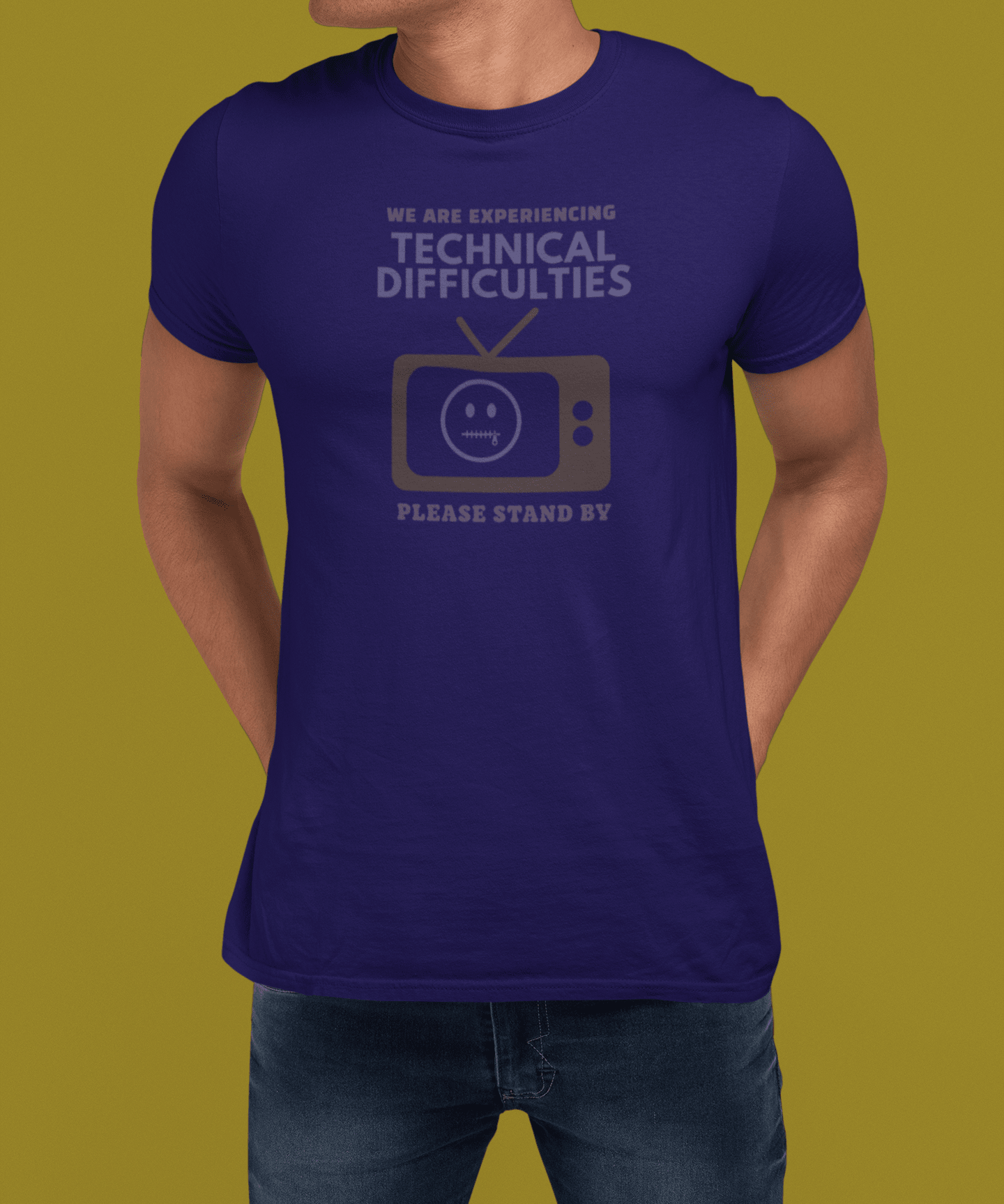 Distressed, Vintage Technical Difficulties Retro TV Graphic Tee, Funny Satire T-Shirt - Guilty Kick Apparel