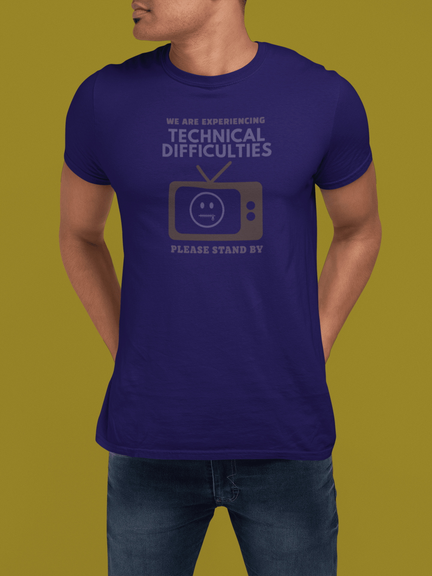Distressed, Vintage Technical Difficulties Retro TV Graphic Tee, Funny Satire T-Shirt - Guilty Kick Apparel
