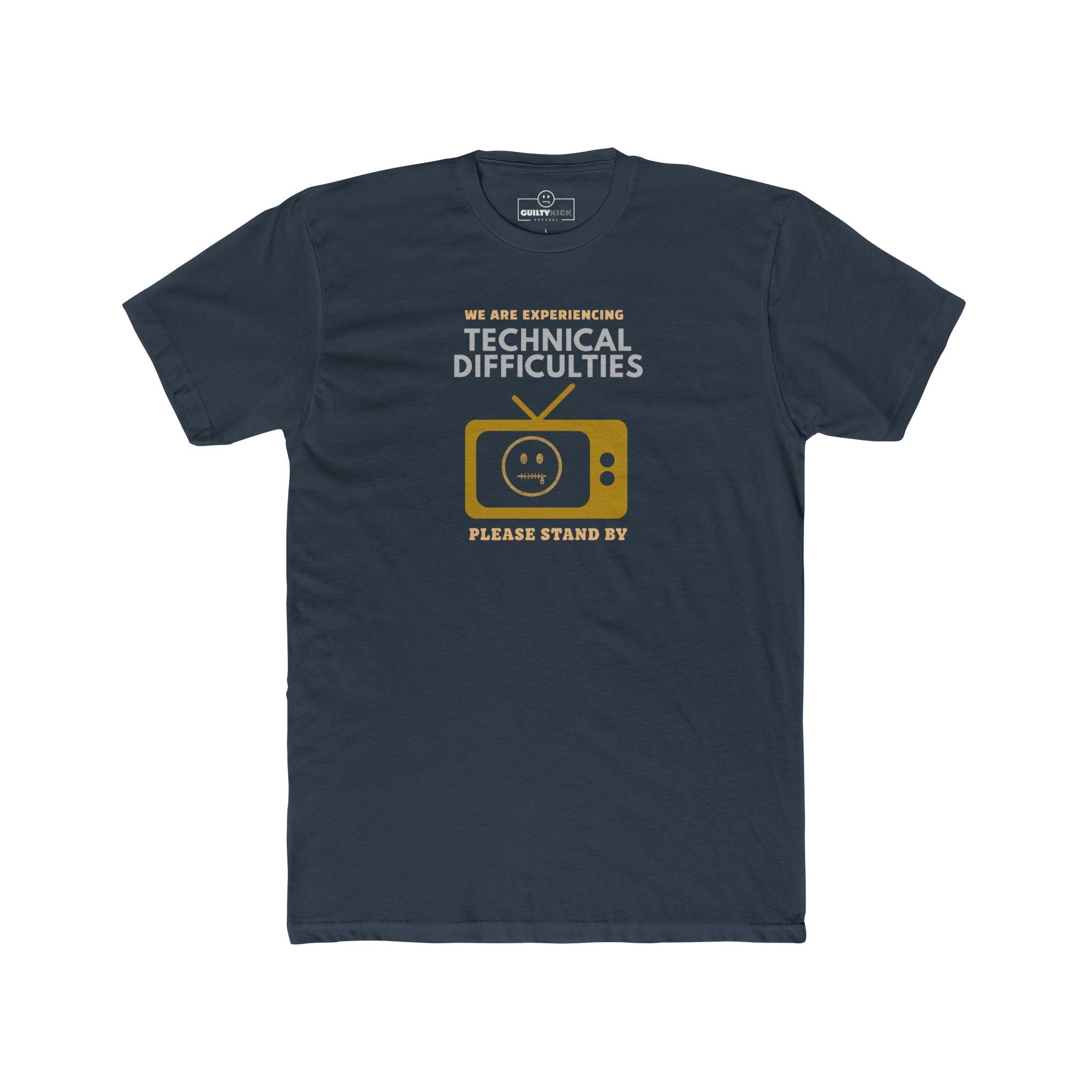 Distressed, Vintage Technical Difficulties Retro TV Graphic Tee, Funny Satire T-Shirt - Guilty Kick Apparel