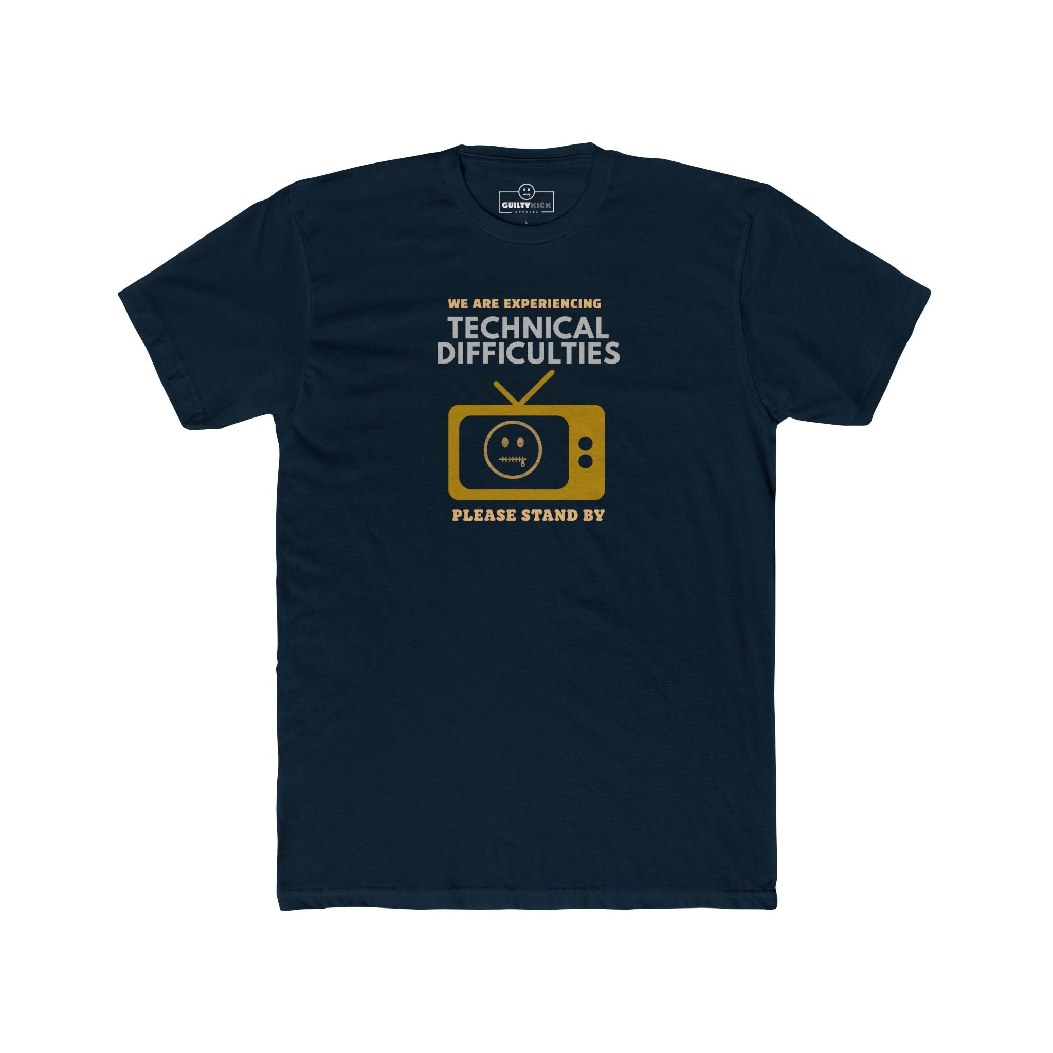 Distressed, Vintage Technical Difficulties Retro TV Graphic Tee, Funny Satire T-Shirt - Guilty Kick Apparel