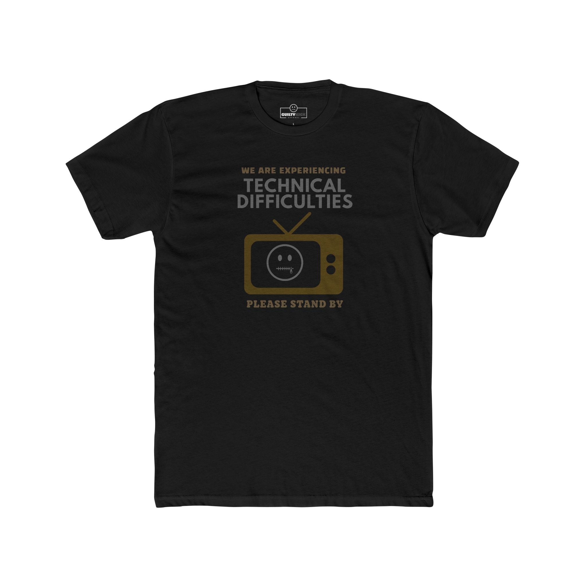 Distressed, Vintage Technical Difficulties Retro TV Graphic Tee, Funny Satire T-Shirt - Guilty Kick Apparel