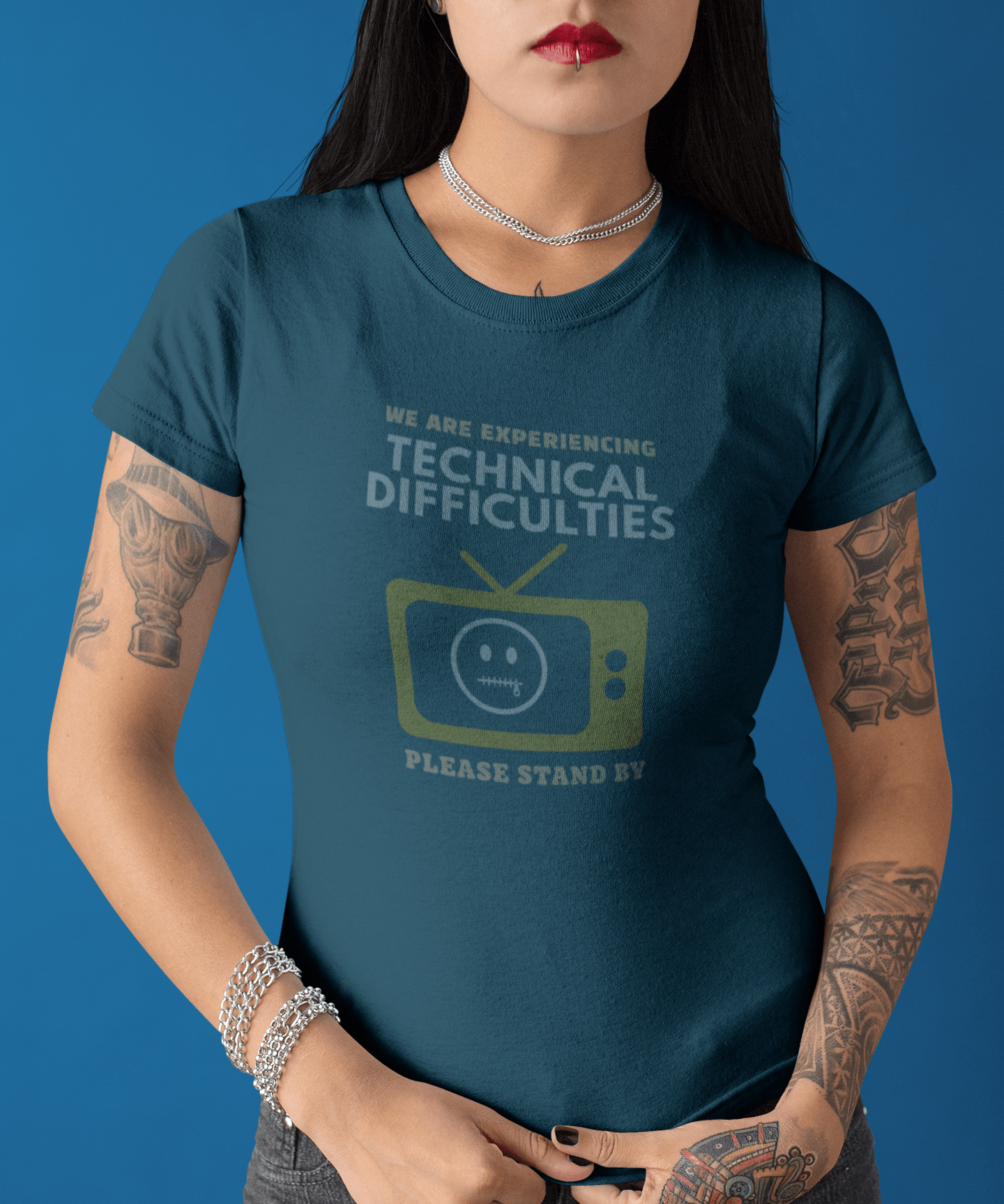 Distressed, Vintage Technical Difficulties Retro TV Graphic Tee, Funny Satire T-Shirt - Guilty Kick Apparel