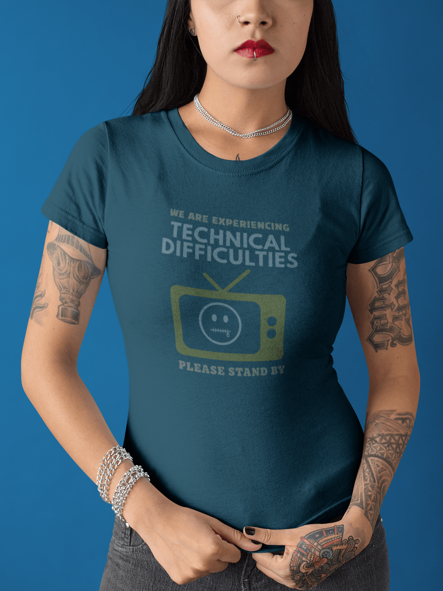 Distressed, Vintage Technical Difficulties Retro TV Graphic Tee, Funny Satire T-Shirt - Guilty Kick Apparel