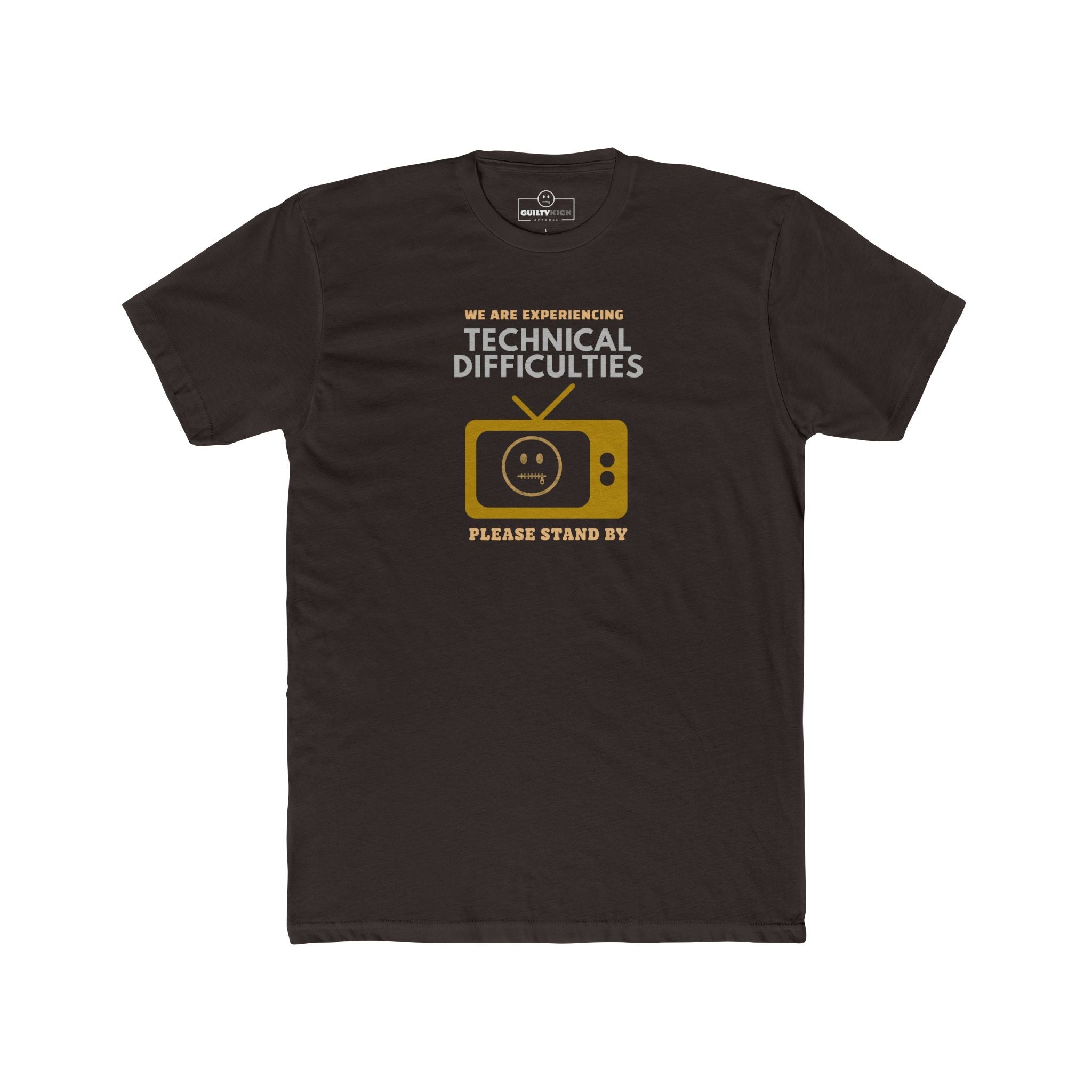 Distressed, Vintage Technical Difficulties Retro TV Graphic Tee, Funny Satire T-Shirt - Guilty Kick Apparel