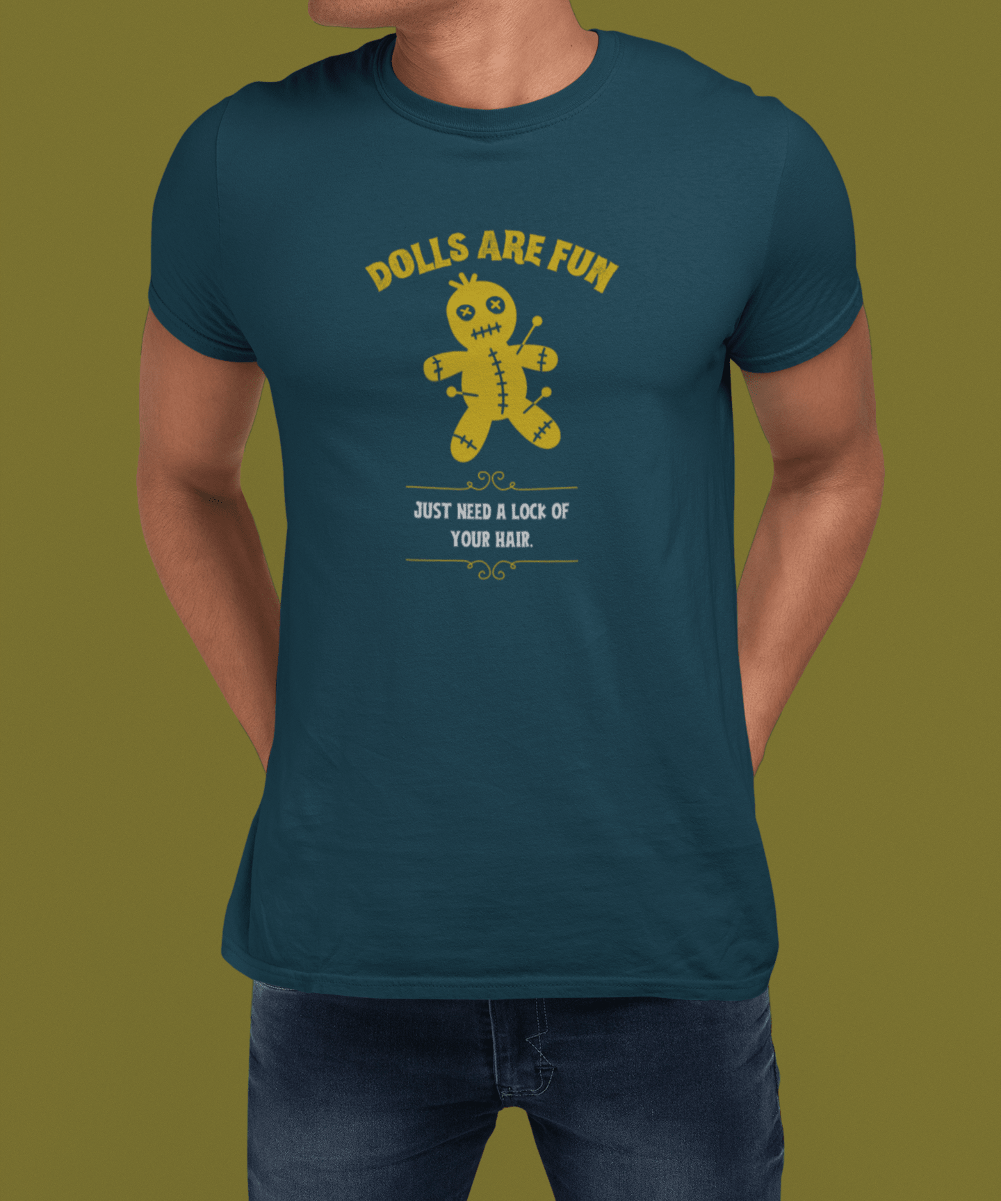 Dolls Are Fun Voodoo Doll Graphic Tee. Funny Sarcastic Dark Humor Halloween Shirt - Guilty Kick Apparel
