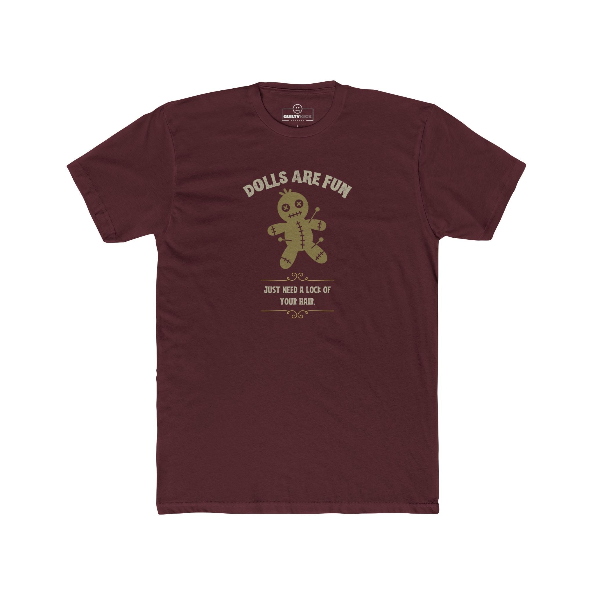 Dolls Are Fun Voodoo Doll Graphic Tee. Funny Sarcastic Dark Humor Halloween Shirt - Guilty Kick Apparel