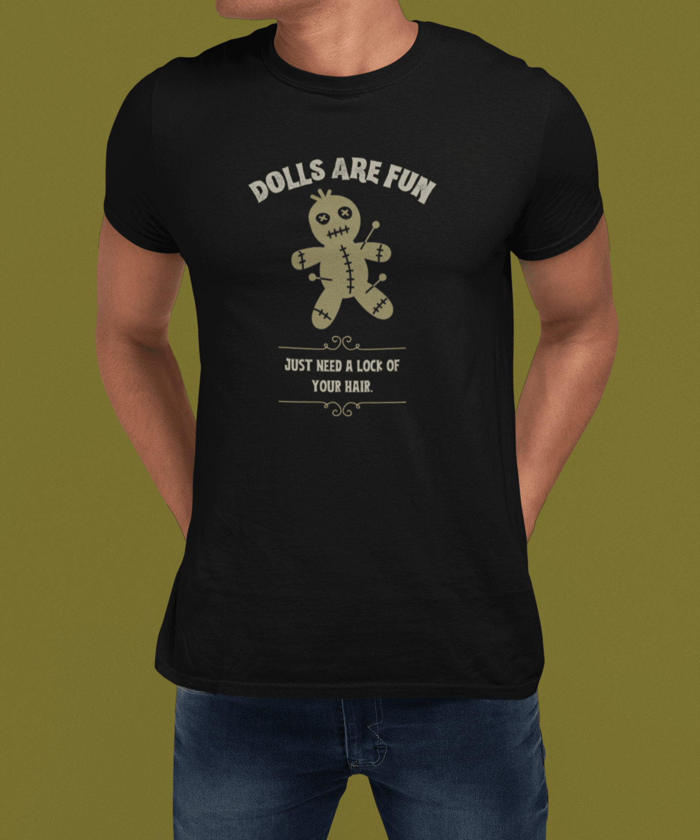 Dolls Are Fun Voodoo Doll Graphic Tee. Funny Sarcastic Dark Humor Halloween Shirt - Guilty Kick Apparel