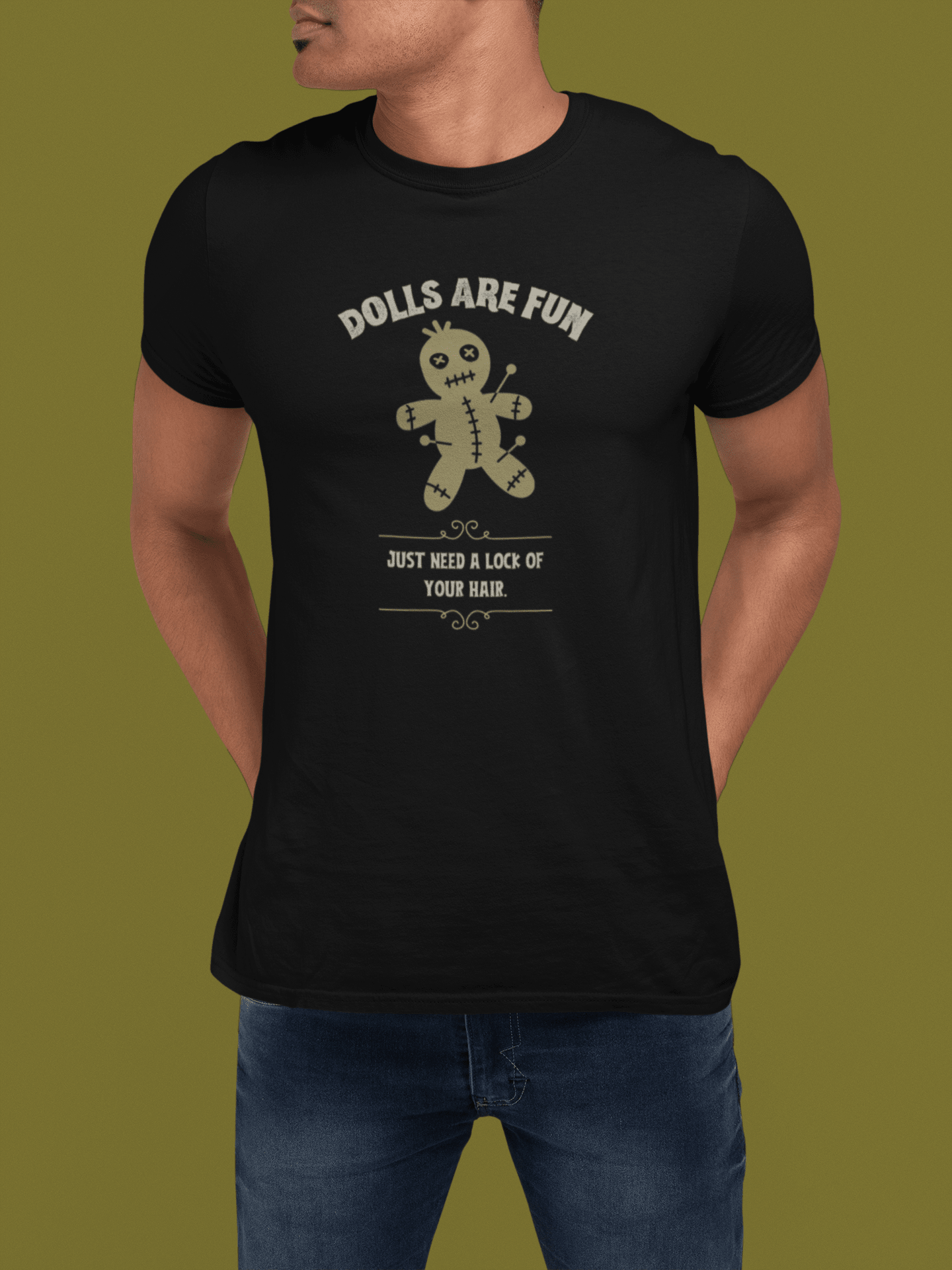 Dolls Are Fun Voodoo Doll Graphic Tee. Funny Sarcastic Dark Humor Halloween Shirt - Guilty Kick Apparel