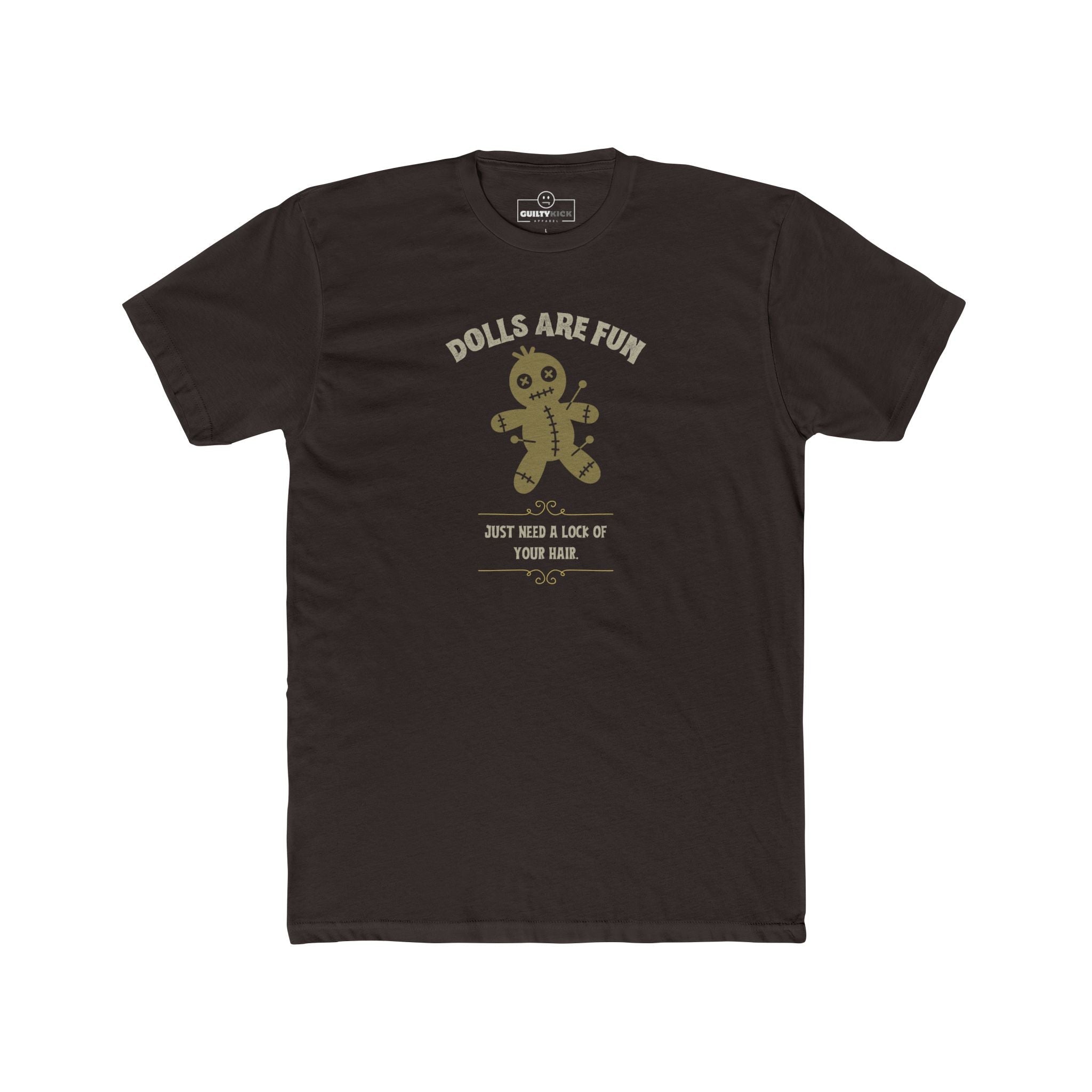 Dolls Are Fun Voodoo Doll Graphic Tee. Funny Sarcastic Dark Humor Halloween Shirt - Guilty Kick Apparel