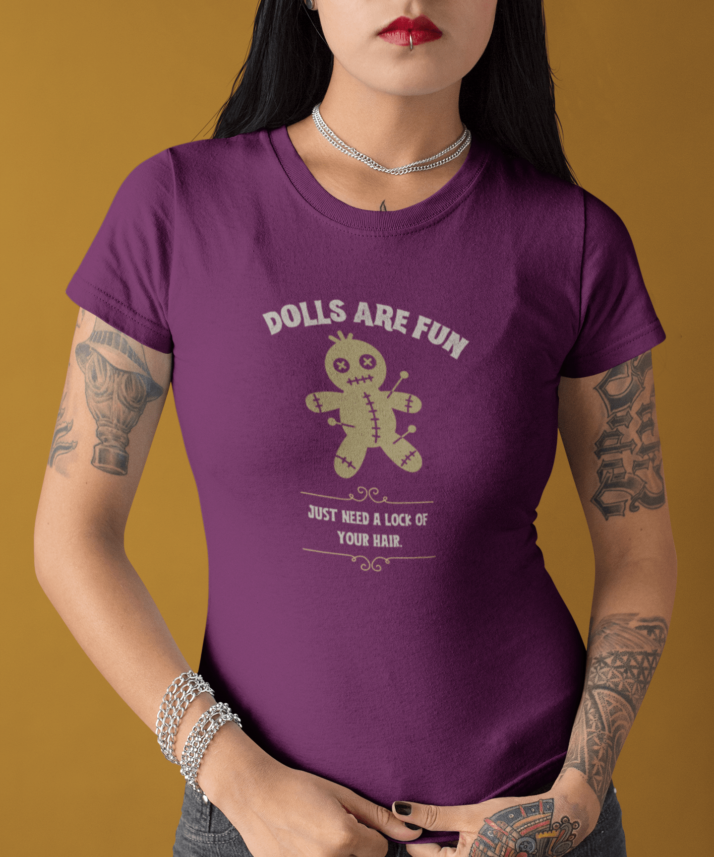 Dolls Are Fun Voodoo Doll Graphic Tee. Funny Sarcastic Dark Humor Halloween Shirt - Guilty Kick Apparel