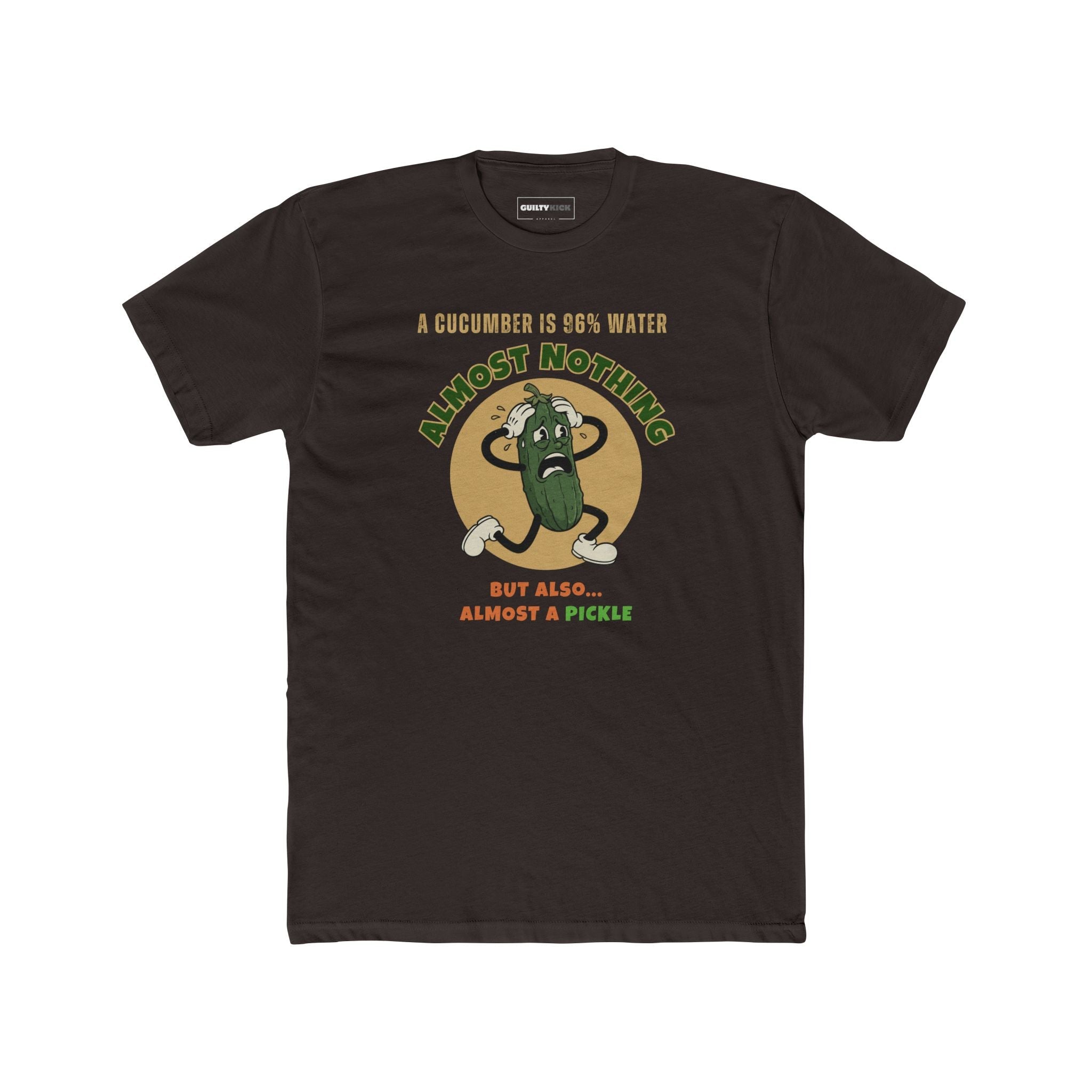 Existential Cucumber T-Shirt - Vintage Rubber Hose Pickle Crisis Humor Graphic Tee - Guilty Kick Apparel