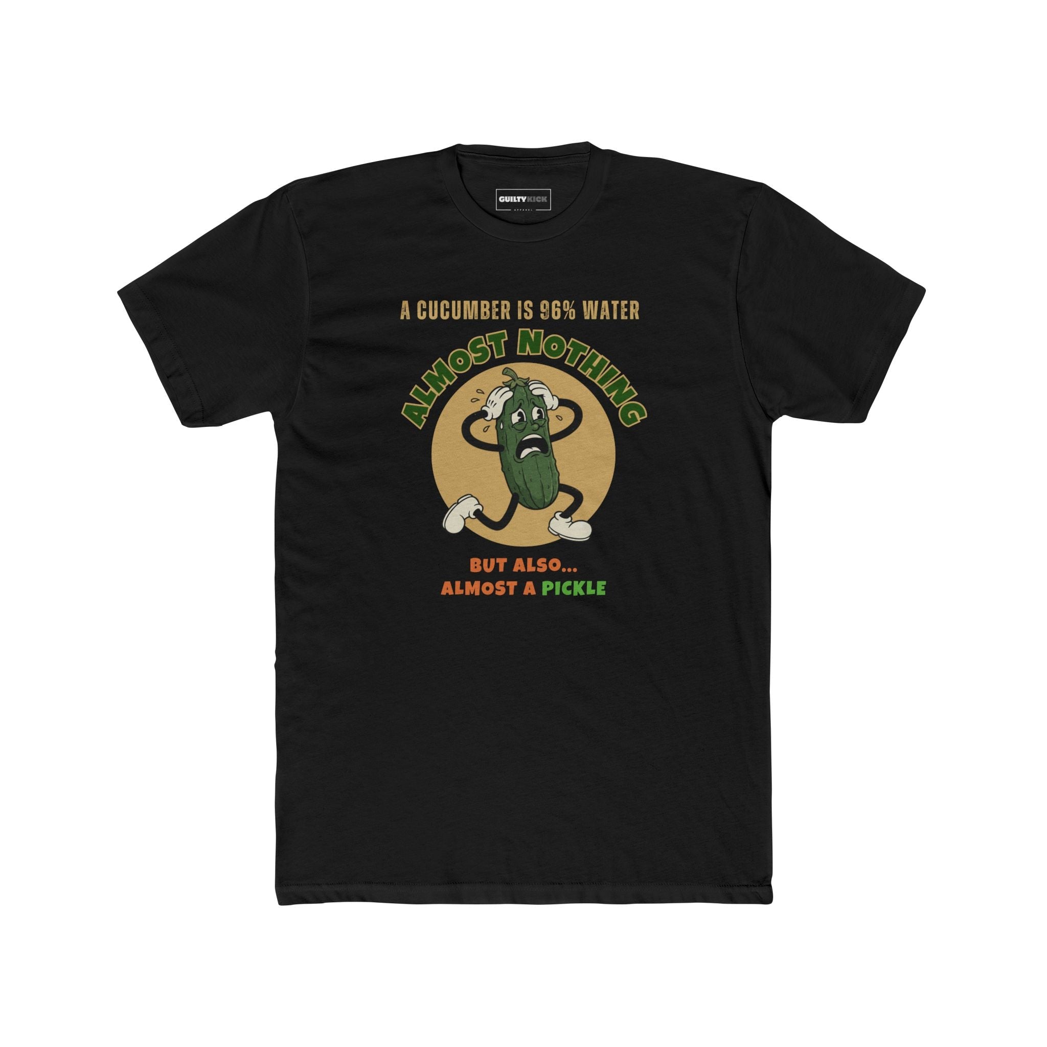 Existential Cucumber T-Shirt - Vintage Rubber Hose Pickle Crisis Humor Graphic Tee - Guilty Kick Apparel