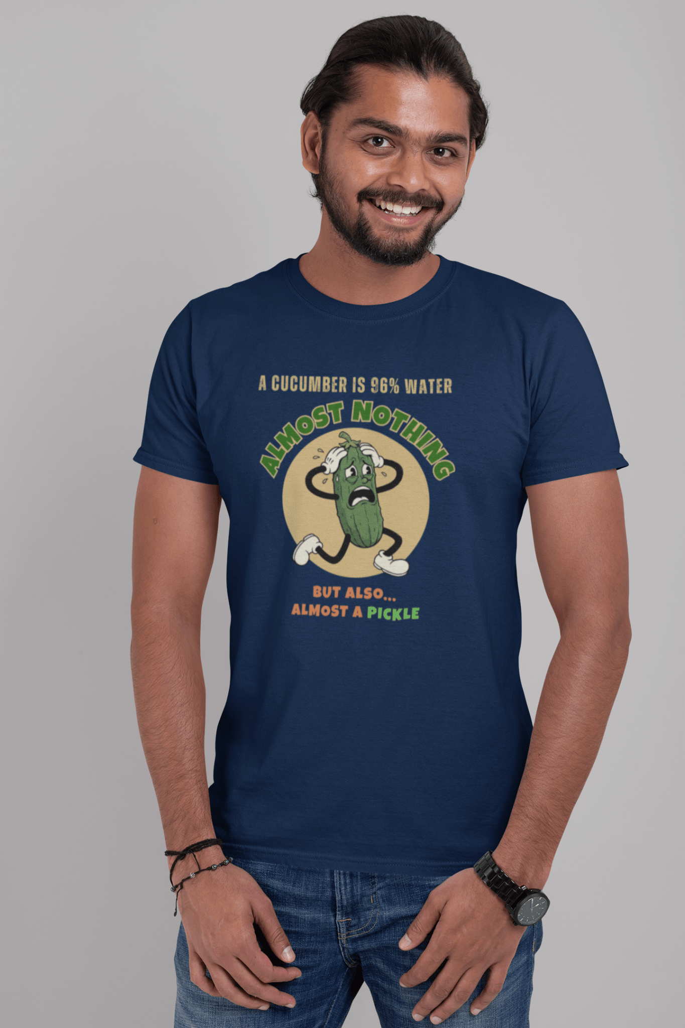 Existential Cucumber T-Shirt - Vintage Rubber Hose Pickle Crisis Humor Graphic Tee - Guilty Kick Apparel