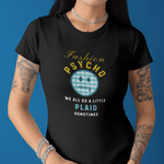 Fashion Psycho Plaid Graphic T-Shirt | Funny Halloween Movie Parody Horror Tee - Guilty Kick Apparel