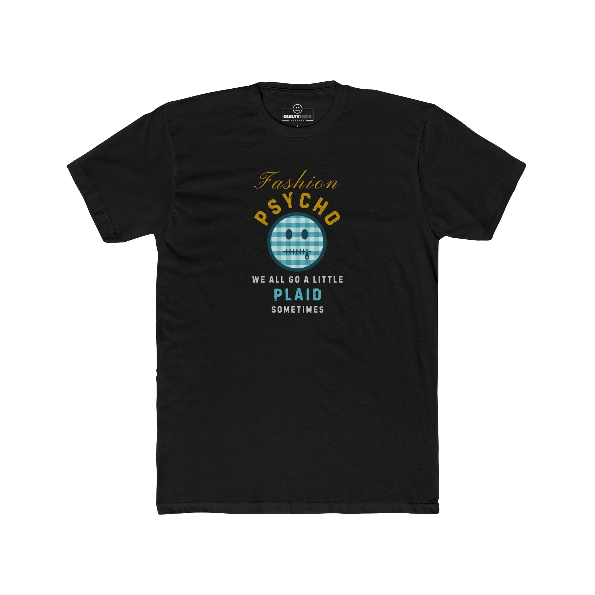 Fashion Psycho Plaid Graphic T-Shirt | Funny Halloween Movie Parody Horror Tee - Guilty Kick Apparel