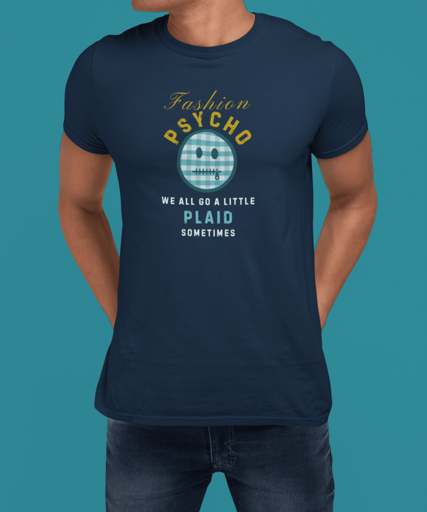 Fashion Psycho Plaid Graphic T-Shirt | Funny Halloween Movie Parody Horror Tee - Guilty Kick Apparel