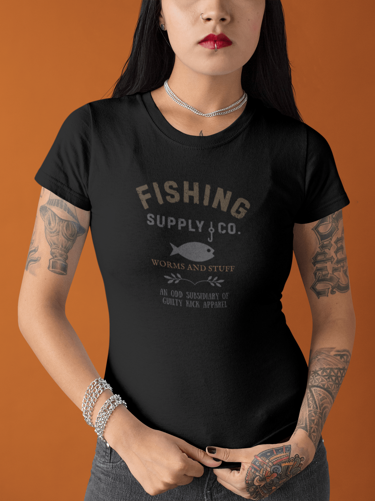 Fishing Supply Co. Worms and Stuff Satirical T-Shirt Premium Retro Distressed Sunbaked Graphic Tee - Guilty Kick Apparel