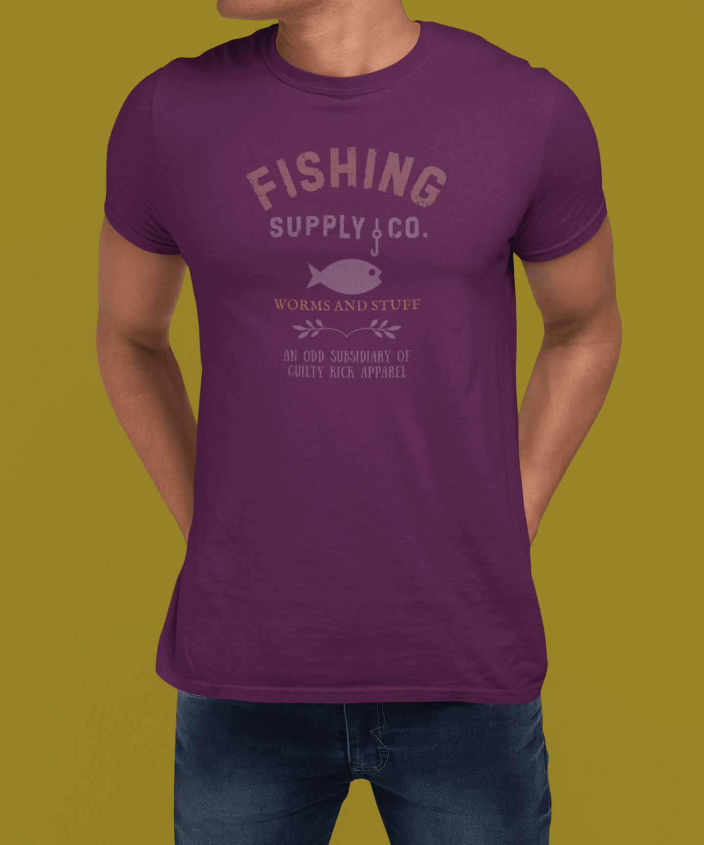 Fishing Supply Co. Worms and Stuff Satirical T-Shirt Premium Retro Distressed Sunbaked Graphic Tee - Guilty Kick Apparel