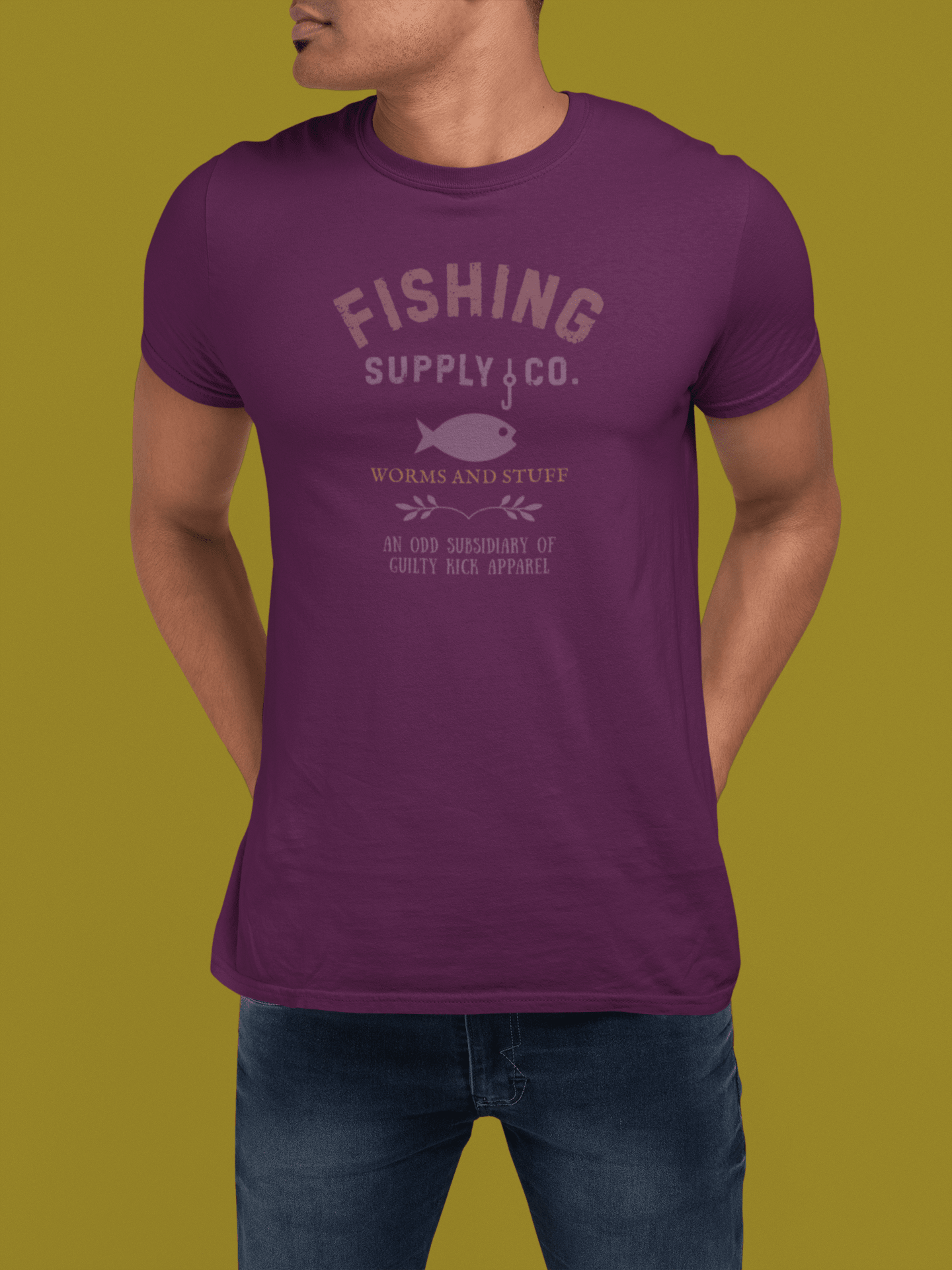 Fishing Supply Co. Worms and Stuff Satirical T-Shirt Premium Retro Distressed Sunbaked Graphic Tee - Guilty Kick Apparel
