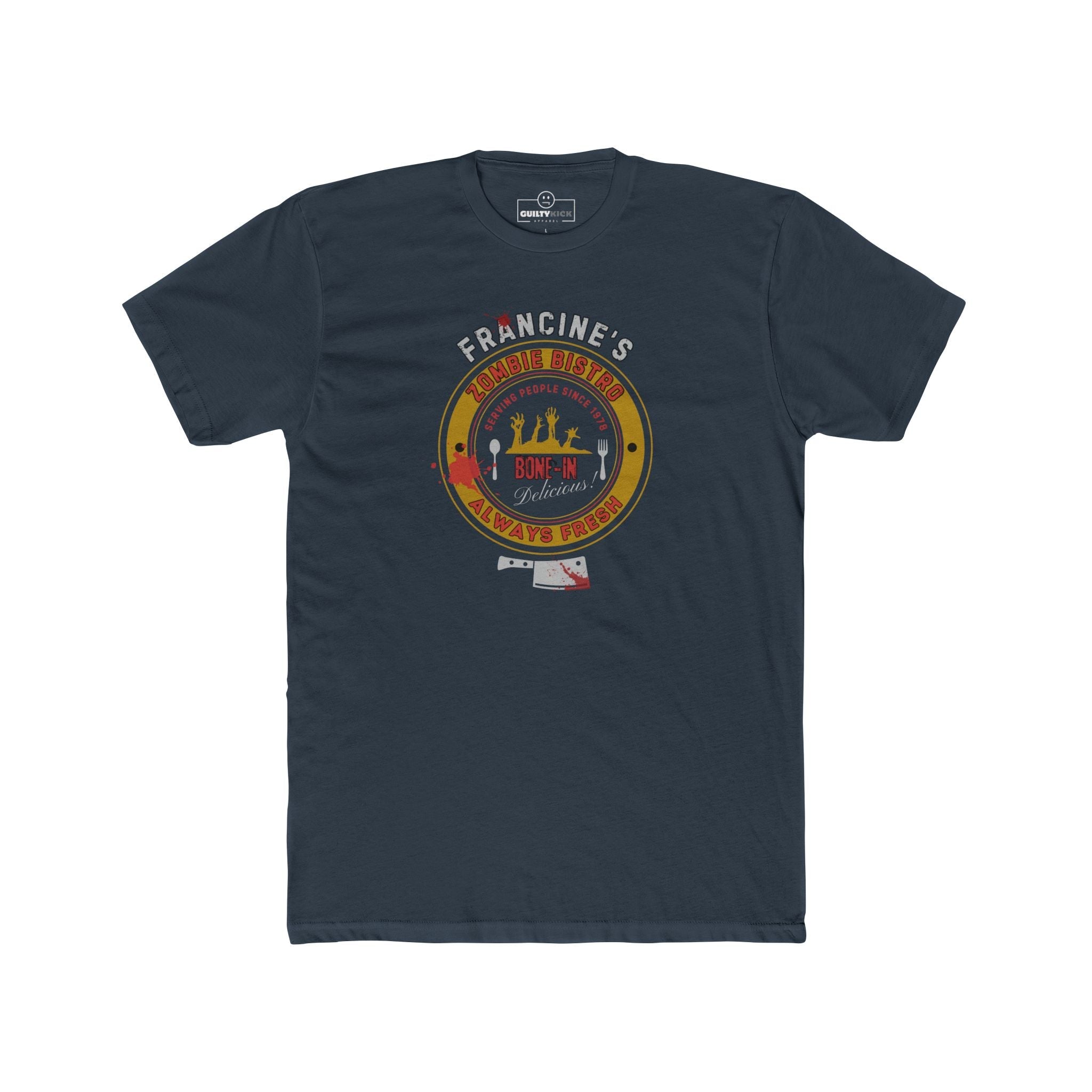 Francine's Zombie Bistro T-Shirt | Funny Vintage Cannibal Restaurant Graphic Tee | Guilty Kick Halloween Collection - Guilty Kick Apparel