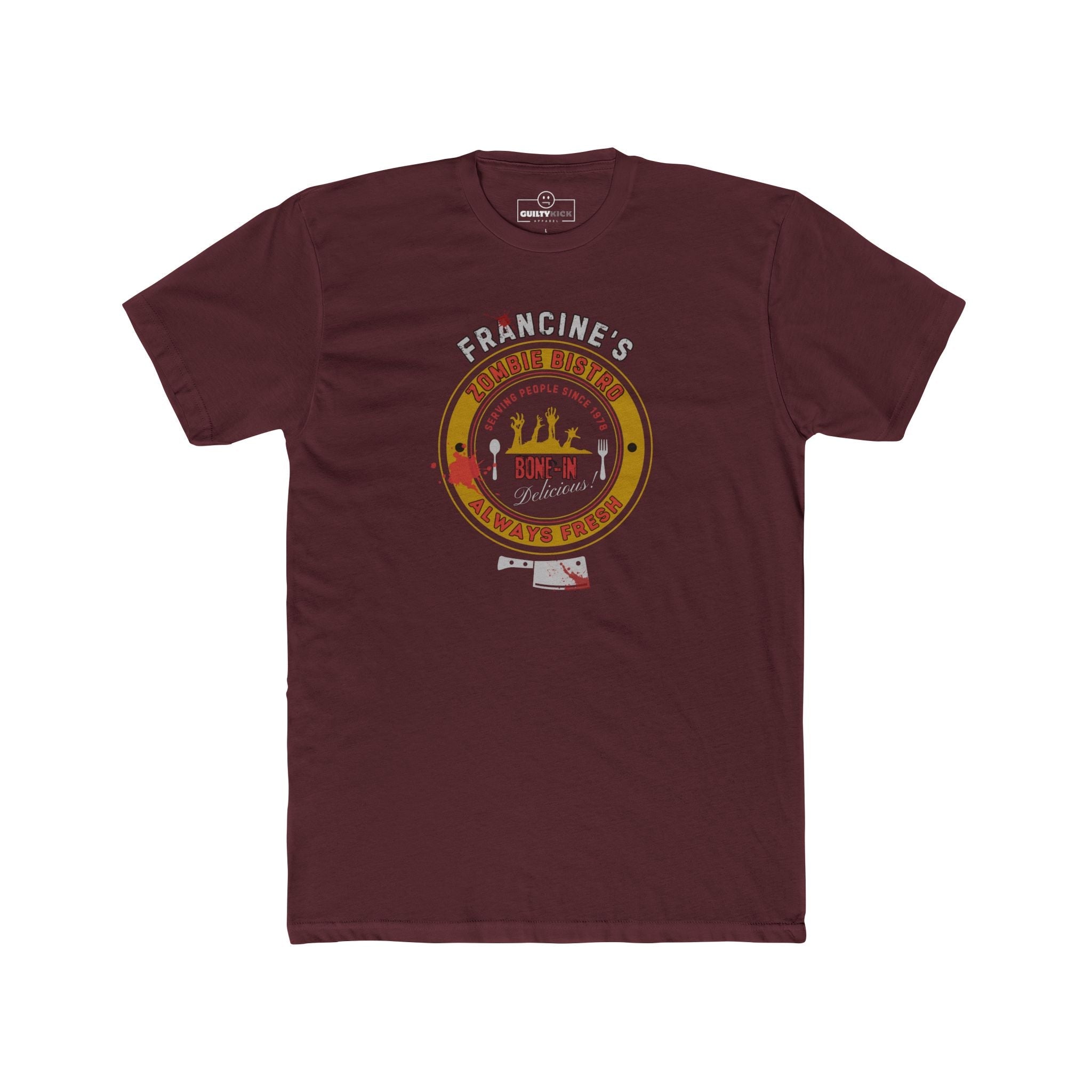 Francine's Zombie Bistro T-Shirt | Funny Vintage Cannibal Restaurant Graphic Tee | Guilty Kick Halloween Collection - Guilty Kick Apparel