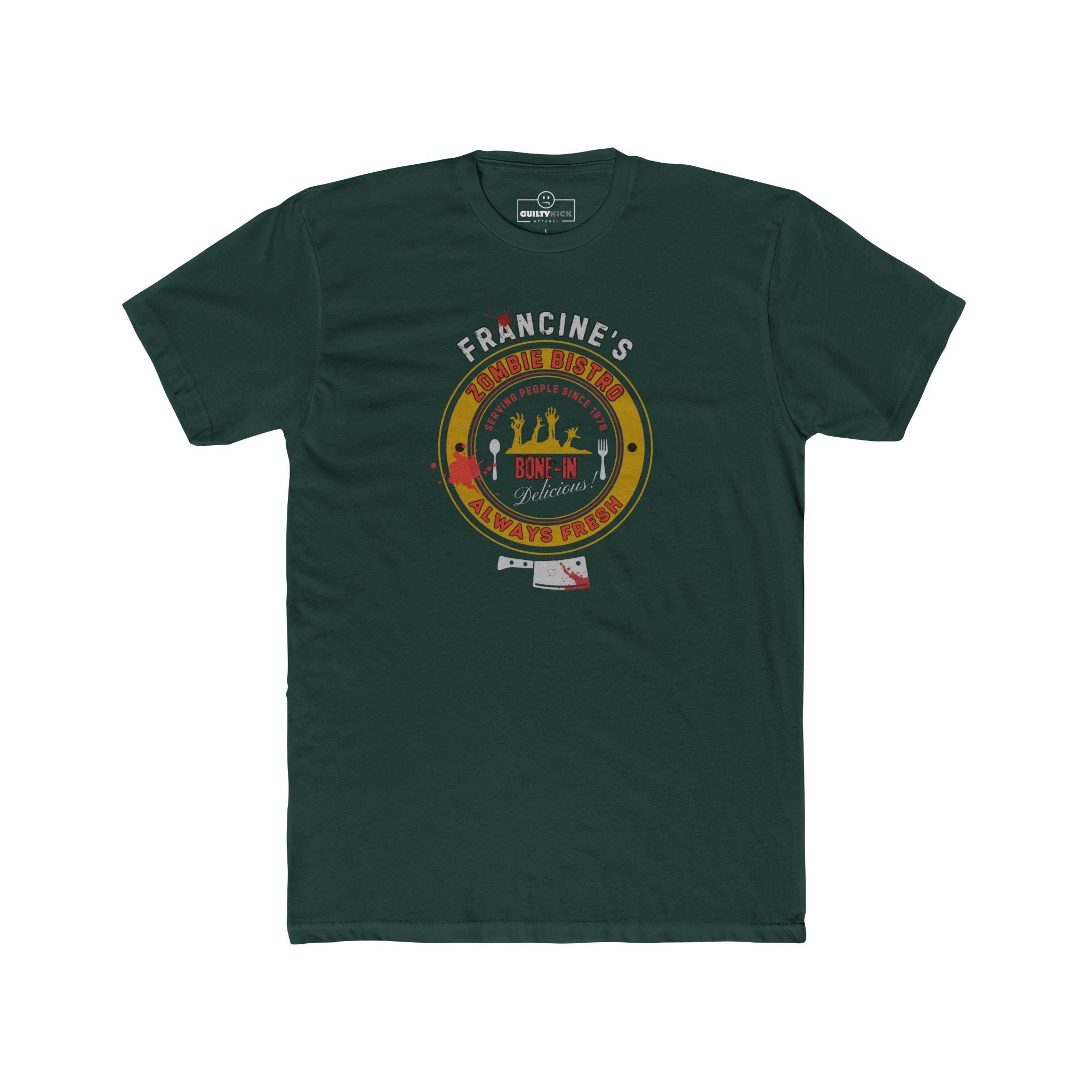 Francine's Zombie Bistro T-Shirt | Funny Vintage Cannibal Restaurant Graphic Tee | Guilty Kick Halloween Collection - Guilty Kick Apparel
