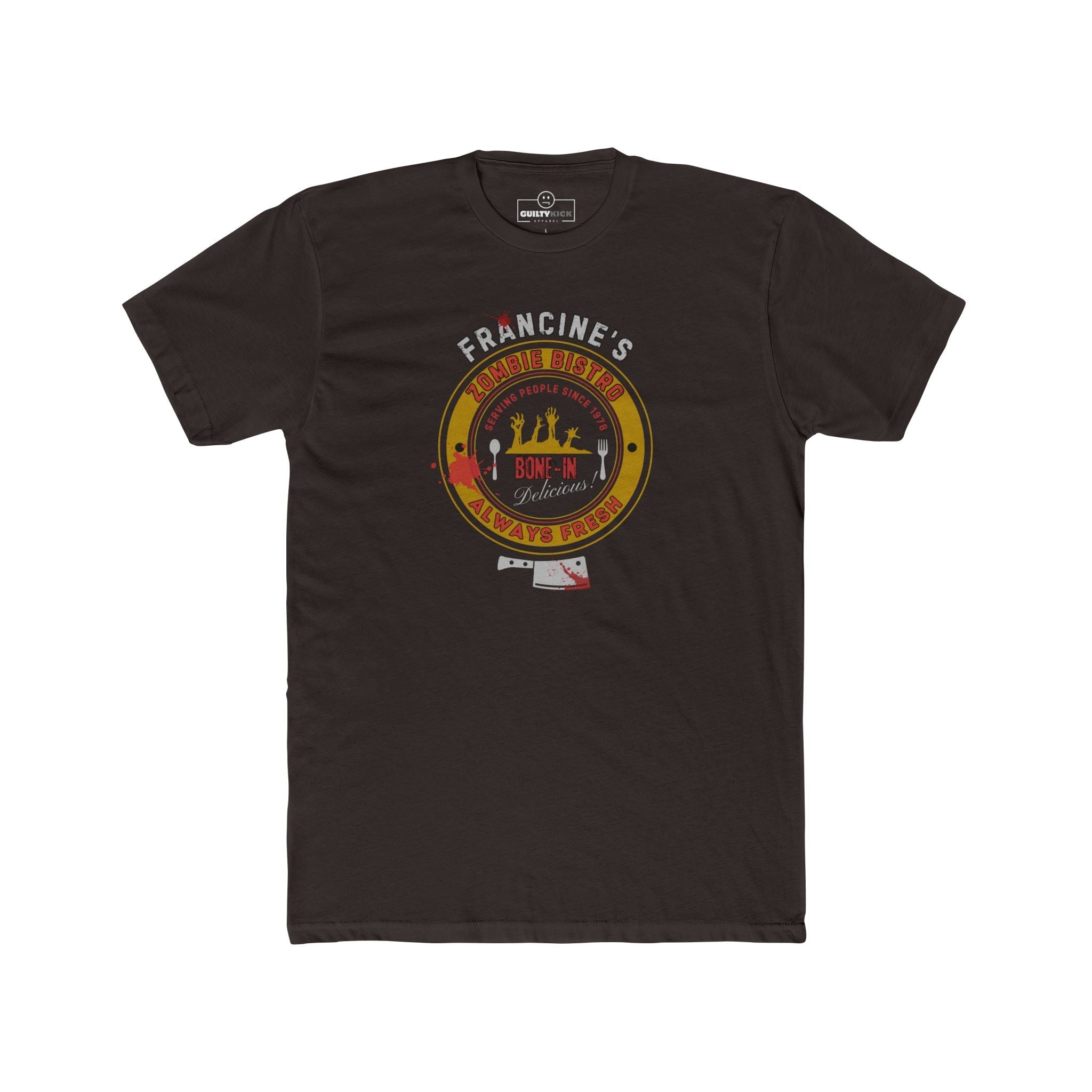 Francine's Zombie Bistro T-Shirt | Funny Vintage Cannibal Restaurant Graphic Tee | Guilty Kick Halloween Collection - Guilty Kick Apparel