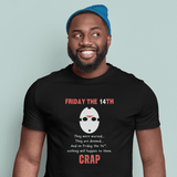 Friday the 14th: Funny Minimalist Slasher Parody T-Shirt - Guilty Kick Apparel
