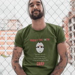 Friday the 14th: Funny Minimalist Slasher Parody T-Shirt - Guilty Kick Apparel
