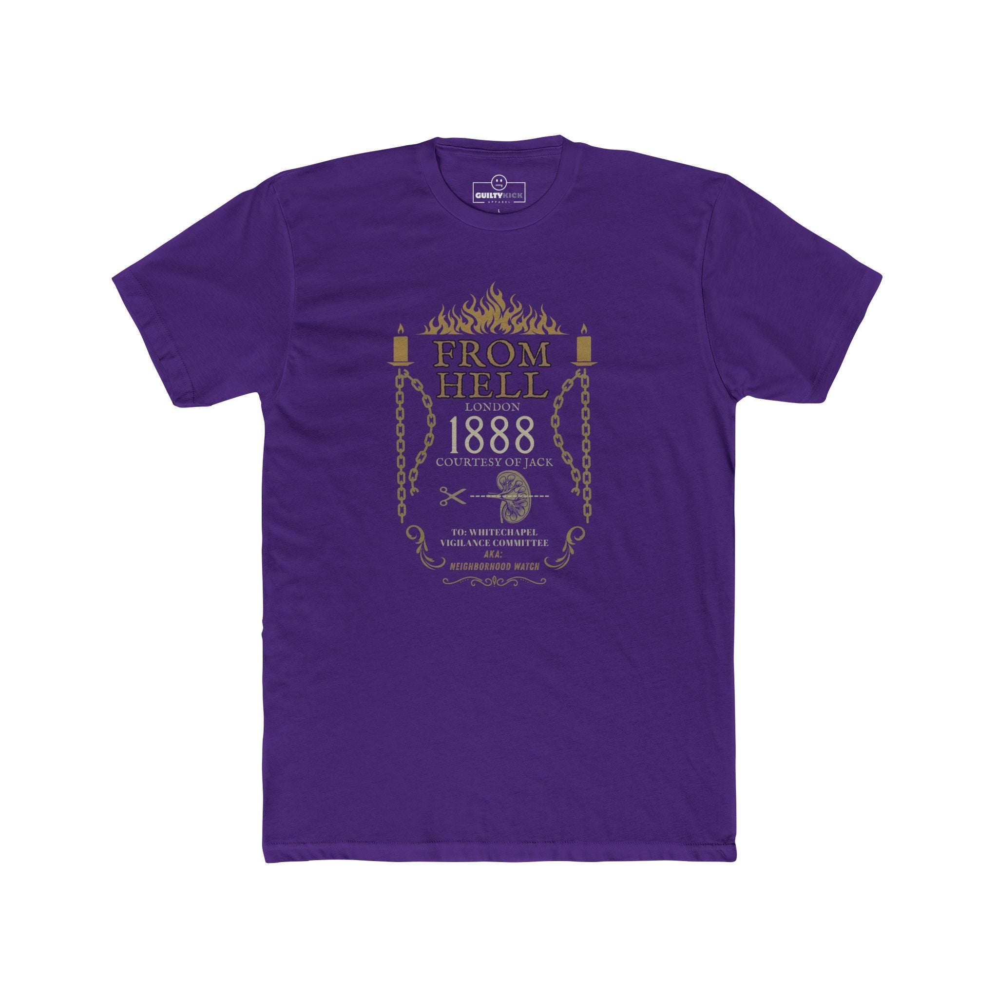 From Hell 1888 Graphic Tee, Jack Whitechapel Vigilance Committee Neighborhood Watch Shirt, Victorian True Crime Satire Halloween T-Shirt - Guilty Kick Apparel