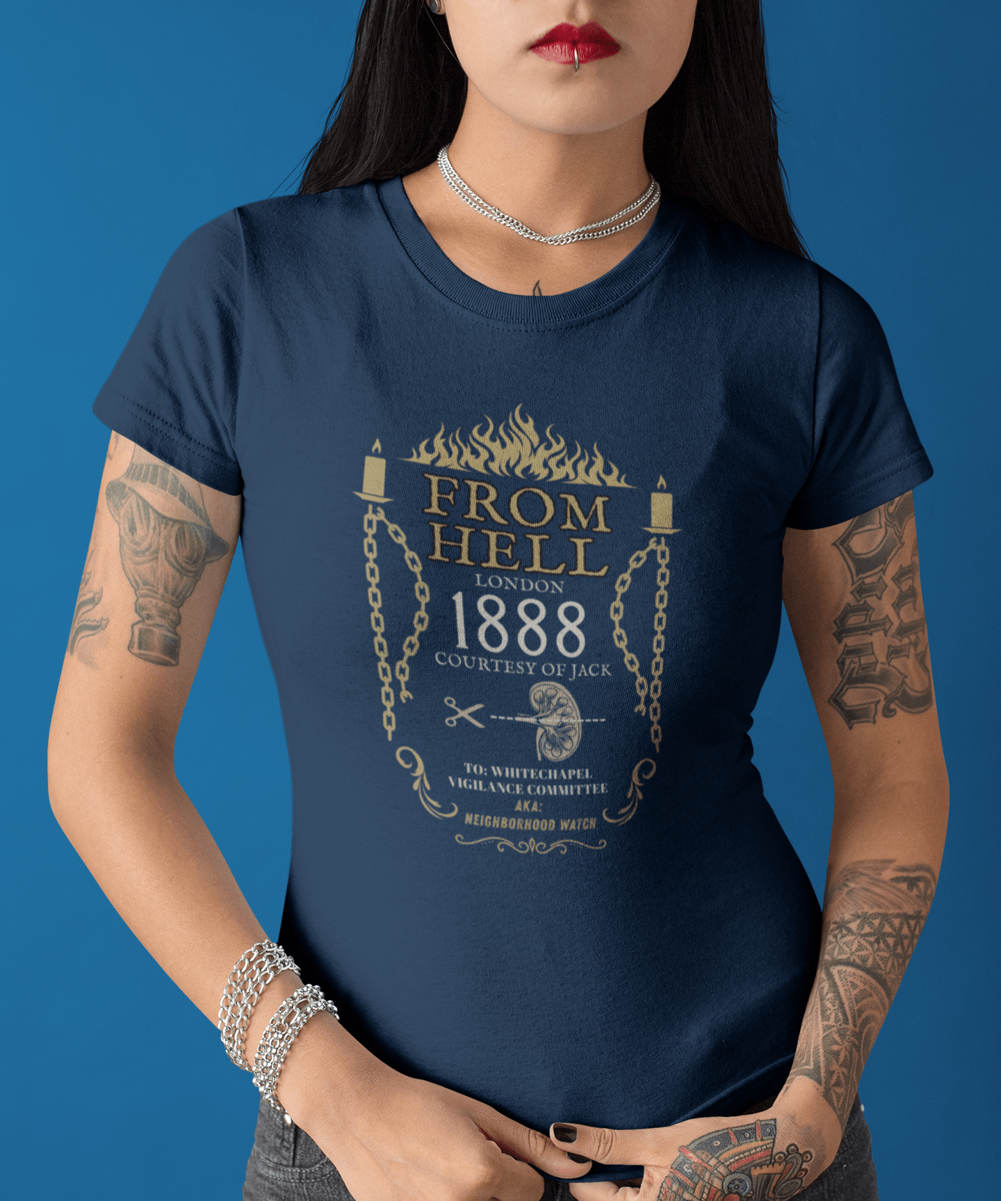 From Hell 1888 Graphic Tee, Jack Whitechapel Vigilance Committee Neighborhood Watch Shirt, Victorian True Crime Satire Halloween T-Shirt - Guilty Kick Apparel