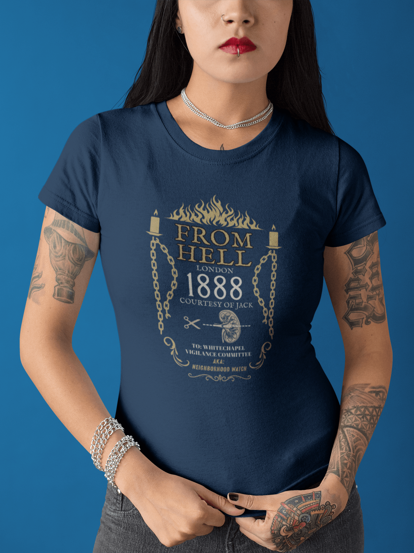 From Hell 1888 Graphic Tee, Jack Whitechapel Vigilance Committee Neighborhood Watch Shirt, Victorian True Crime Satire Halloween T-Shirt - Guilty Kick Apparel