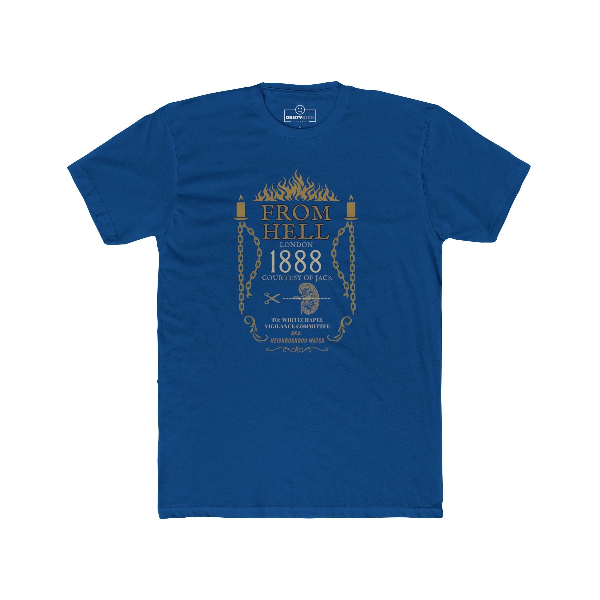 From Hell 1888 Graphic Tee, Jack Whitechapel Vigilance Committee Neighborhood Watch Shirt, Victorian True Crime Satire Halloween T-Shirt - Guilty Kick Apparel