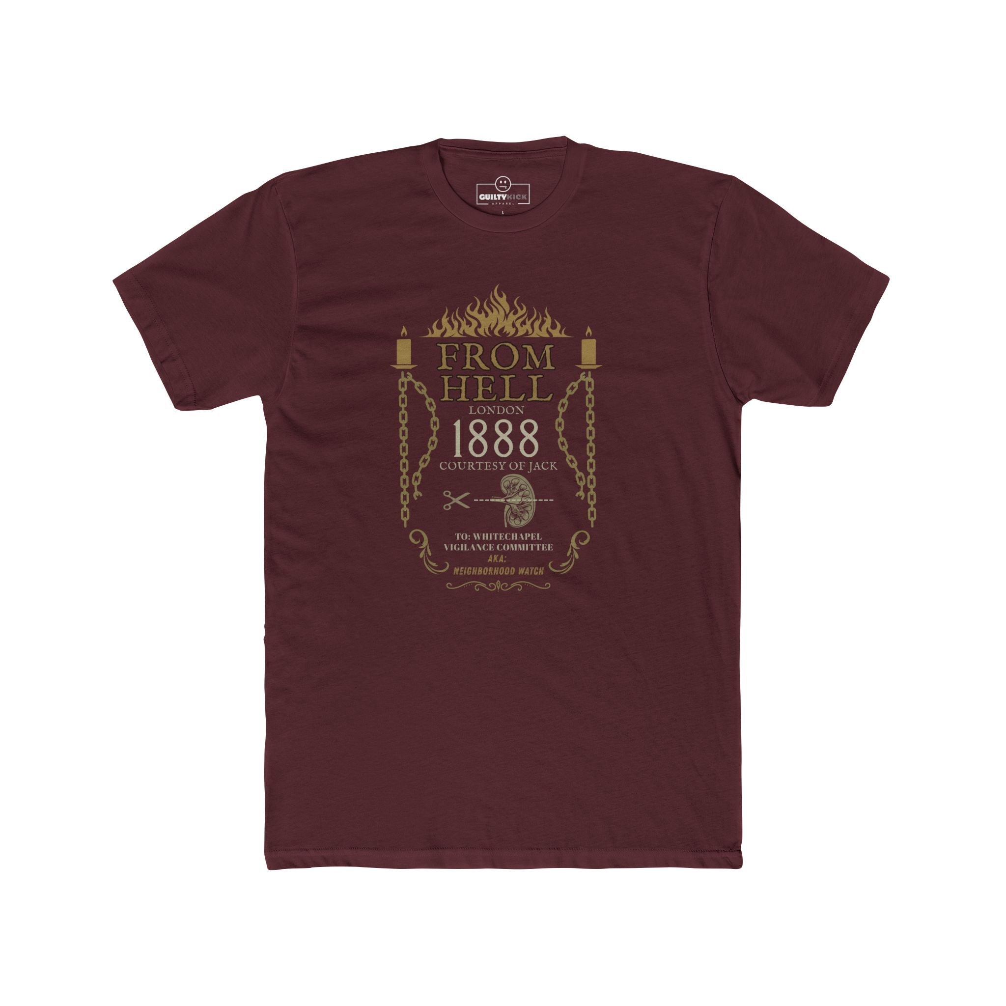 From Hell 1888 Graphic Tee, Jack Whitechapel Vigilance Committee Neighborhood Watch Shirt, Victorian True Crime Satire Halloween T-Shirt - Guilty Kick Apparel