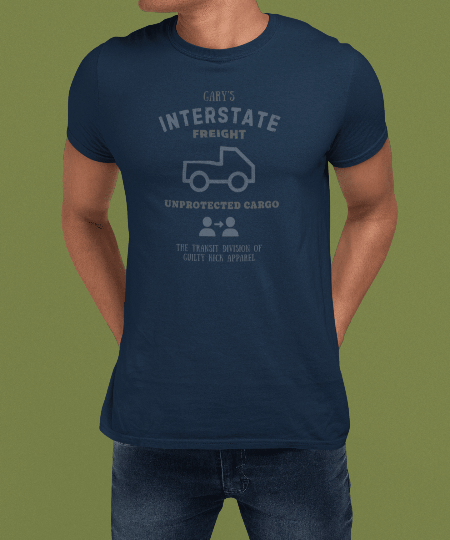 Gary's Interstate Freight Distressed Parody Tee Funny Sunbaked Retro Trucker T-Shirt - Guilty Kick Apparel
