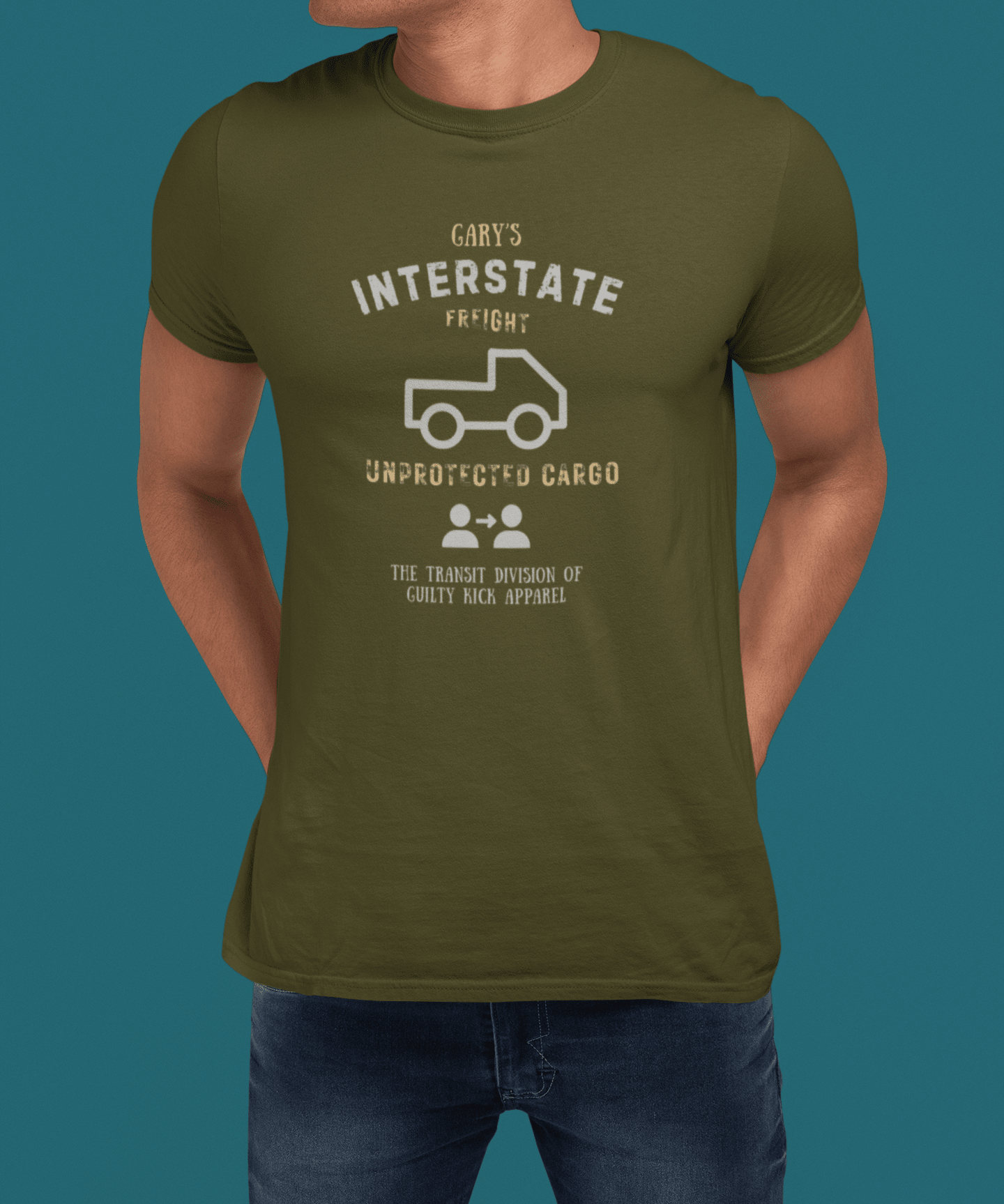 Gary's Interstate Freight Distressed Parody Tee Funny Sunbaked Retro Trucker T-Shirt - Guilty Kick Apparel