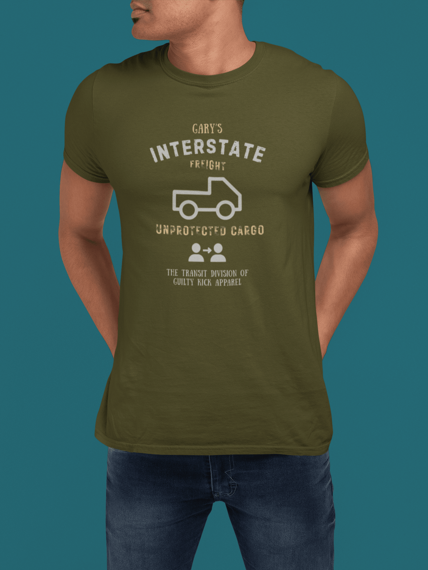 Gary's Interstate Freight Distressed Parody Tee Funny Sunbaked Retro Trucker T-Shirt - Guilty Kick Apparel