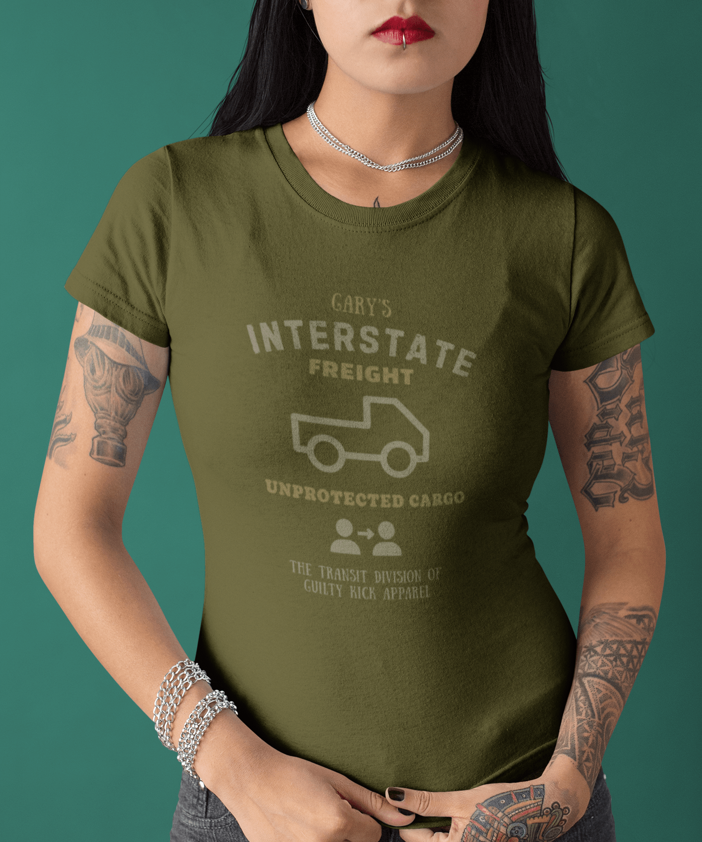 Gary's Interstate Freight Distressed Parody Tee Funny Sunbaked Retro Trucker T-Shirt - Guilty Kick Apparel