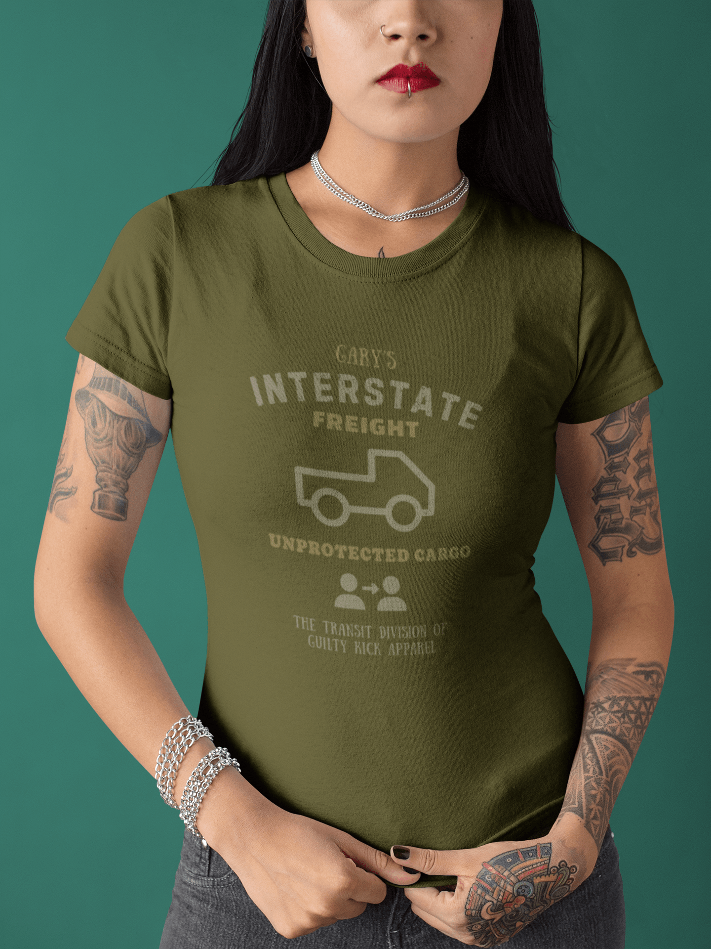 Gary's Interstate Freight Distressed Parody Tee Funny Sunbaked Retro Trucker T-Shirt - Guilty Kick Apparel
