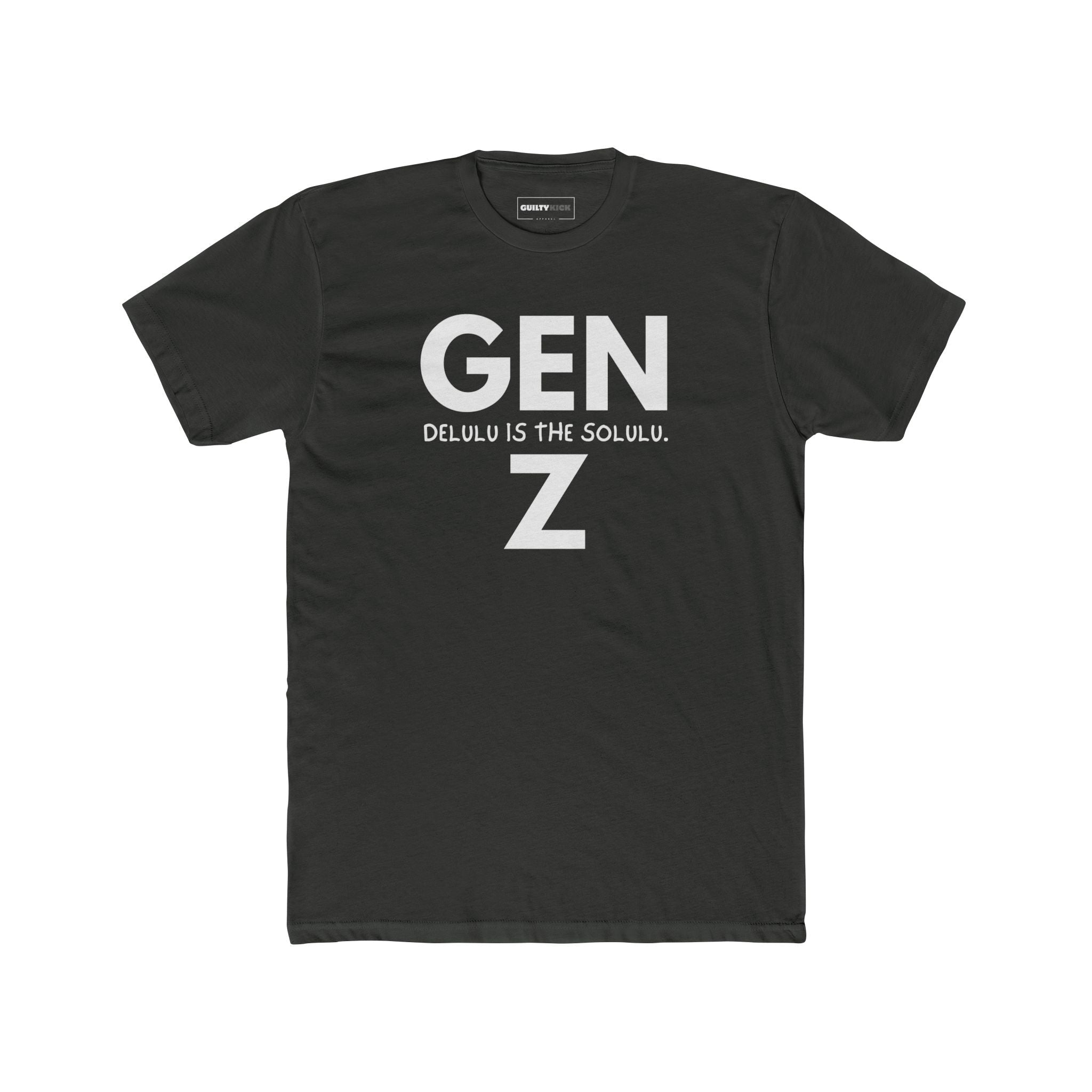 Gen Z: Delulu Is The Solulu T-Shirt | Funny Zoomer Slang Satire Tee - Guilty Kick Apparel