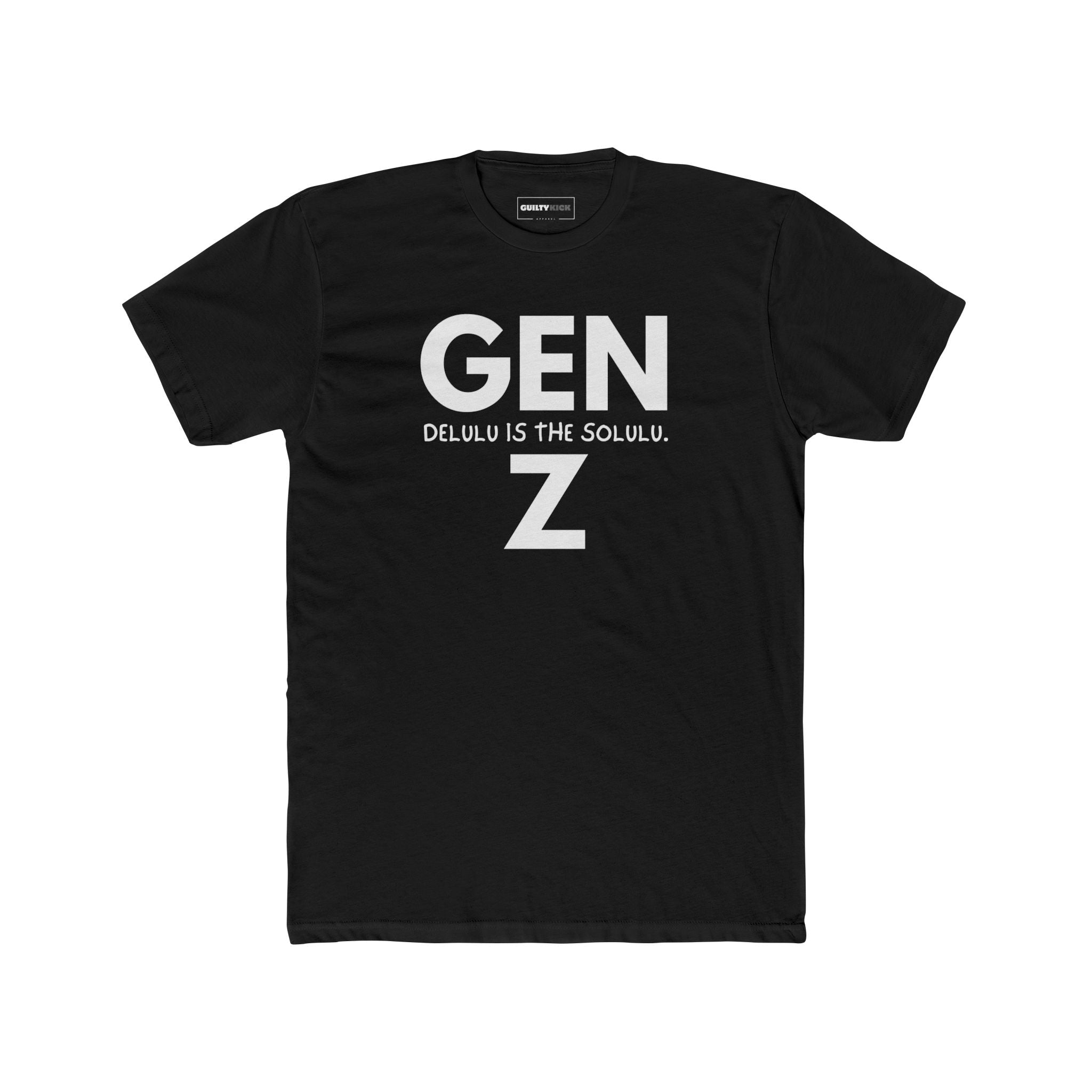Gen Z: Delulu Is The Solulu T-Shirt | Funny Zoomer Slang Satire Tee - Guilty Kick Apparel