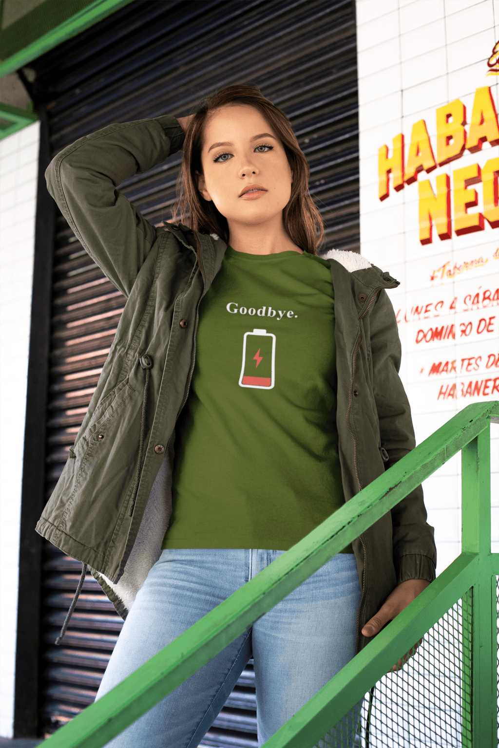 Goodbye. Minimalist Low Battery Humorous Graphic T-Shirt - Guilty Kick Apparel