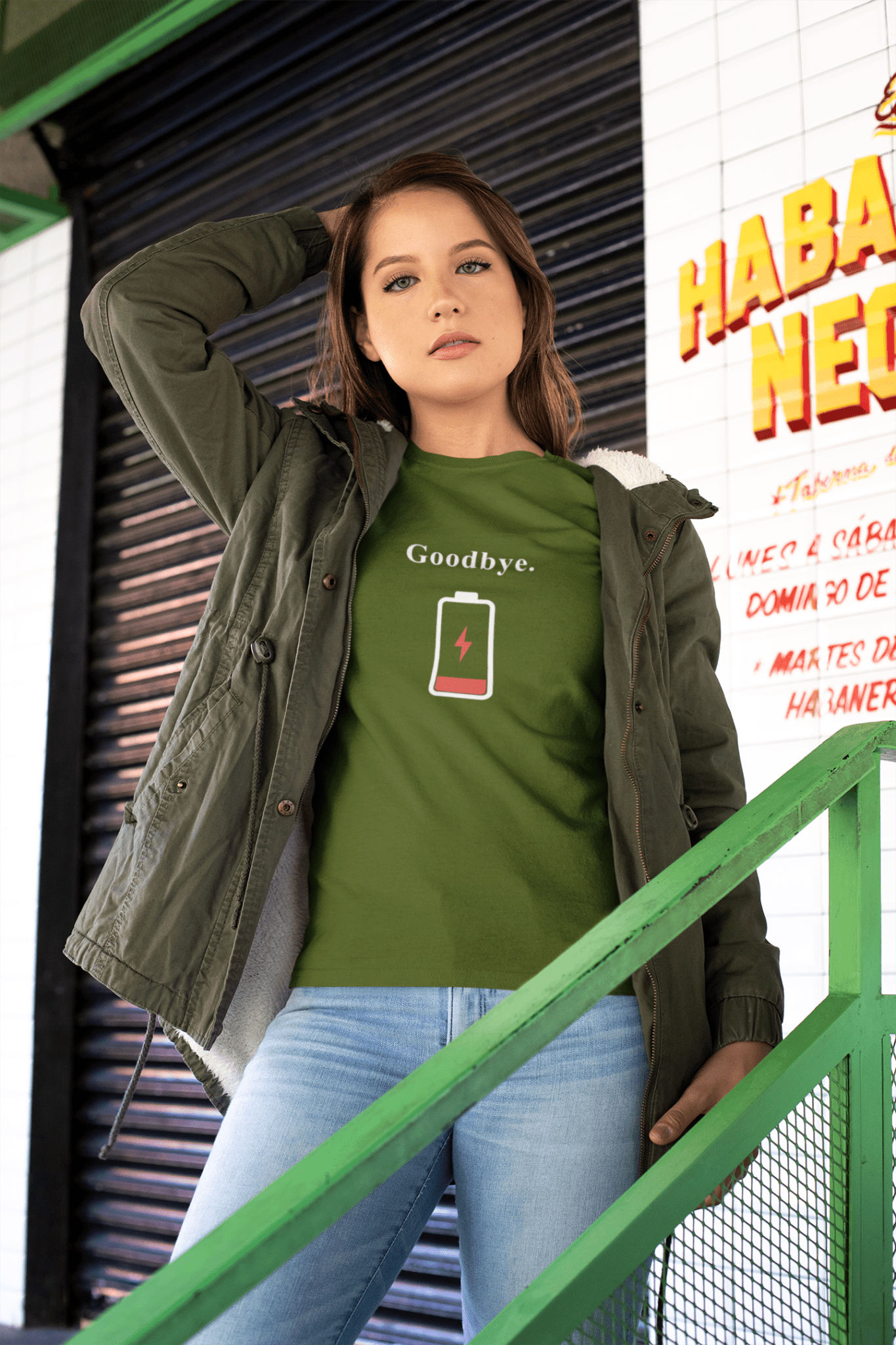 Goodbye. Minimalist Low Battery Humorous Graphic T-Shirt - Guilty Kick Apparel