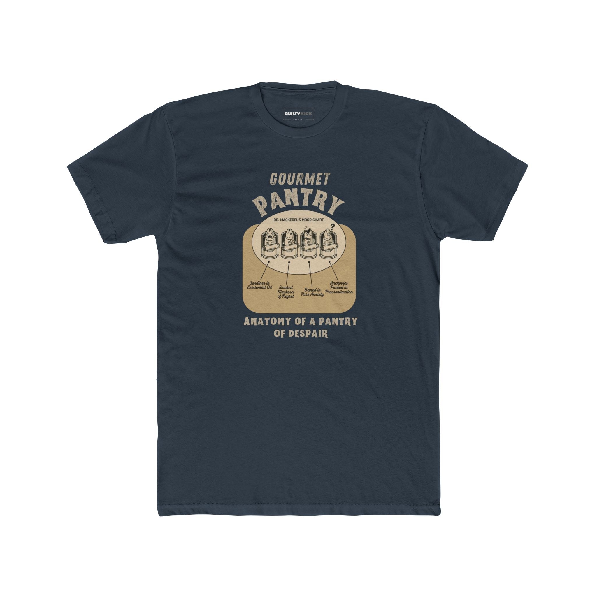 Gourmet Pantry of Despair: Vintage Absurdist Dr. Mackerel Mood Chart T-Shirt - Guilty Kick Apparel