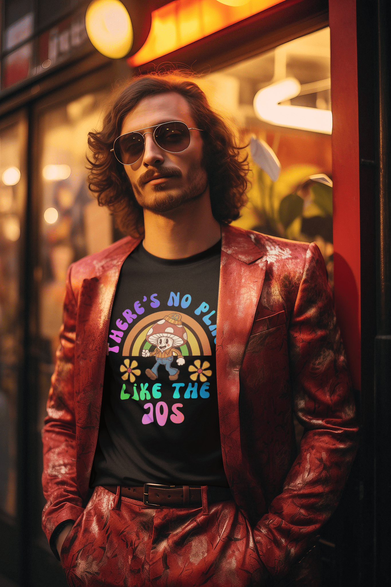 Groovy Shroom: There's No Place Like The 70s Retro Cartoon T-Shirt - Guilty Kick Apparel