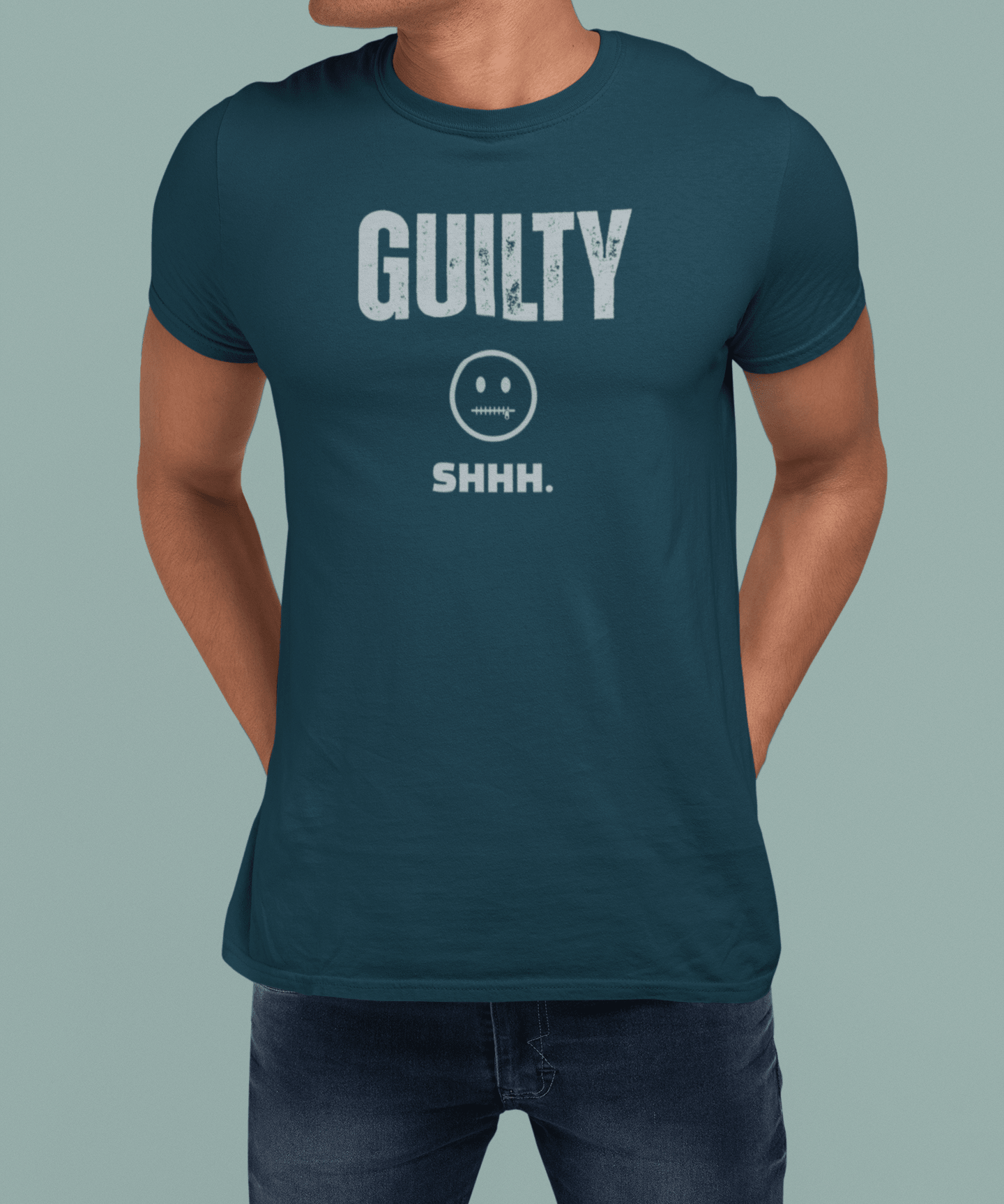Guilty Shhh Zipper Face T-Shirt Funny Anti Social Satire Graphic Tee - Guilty Kick Apparel