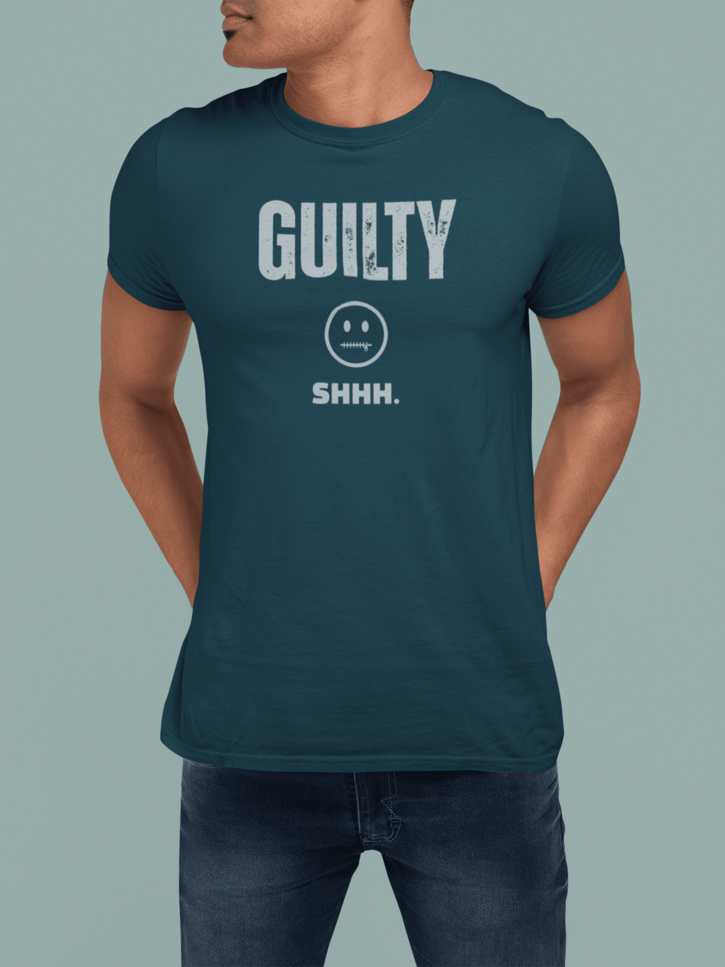 Guilty Shhh Zipper Face T-Shirt Funny Anti Social Satire Graphic Tee - Guilty Kick Apparel